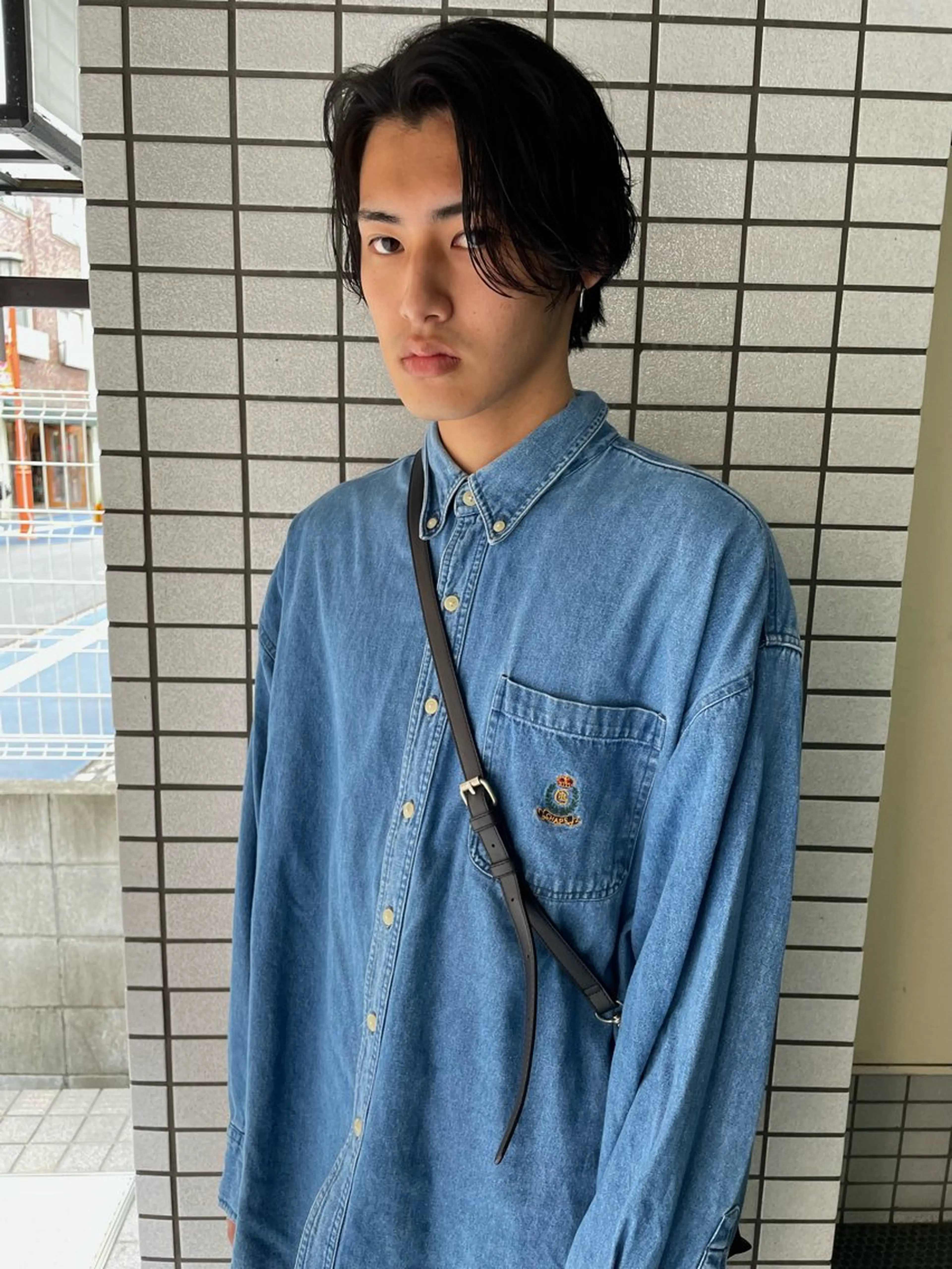 ミディアム メンズ かきあげバング ruki yabeのヘアスタイル