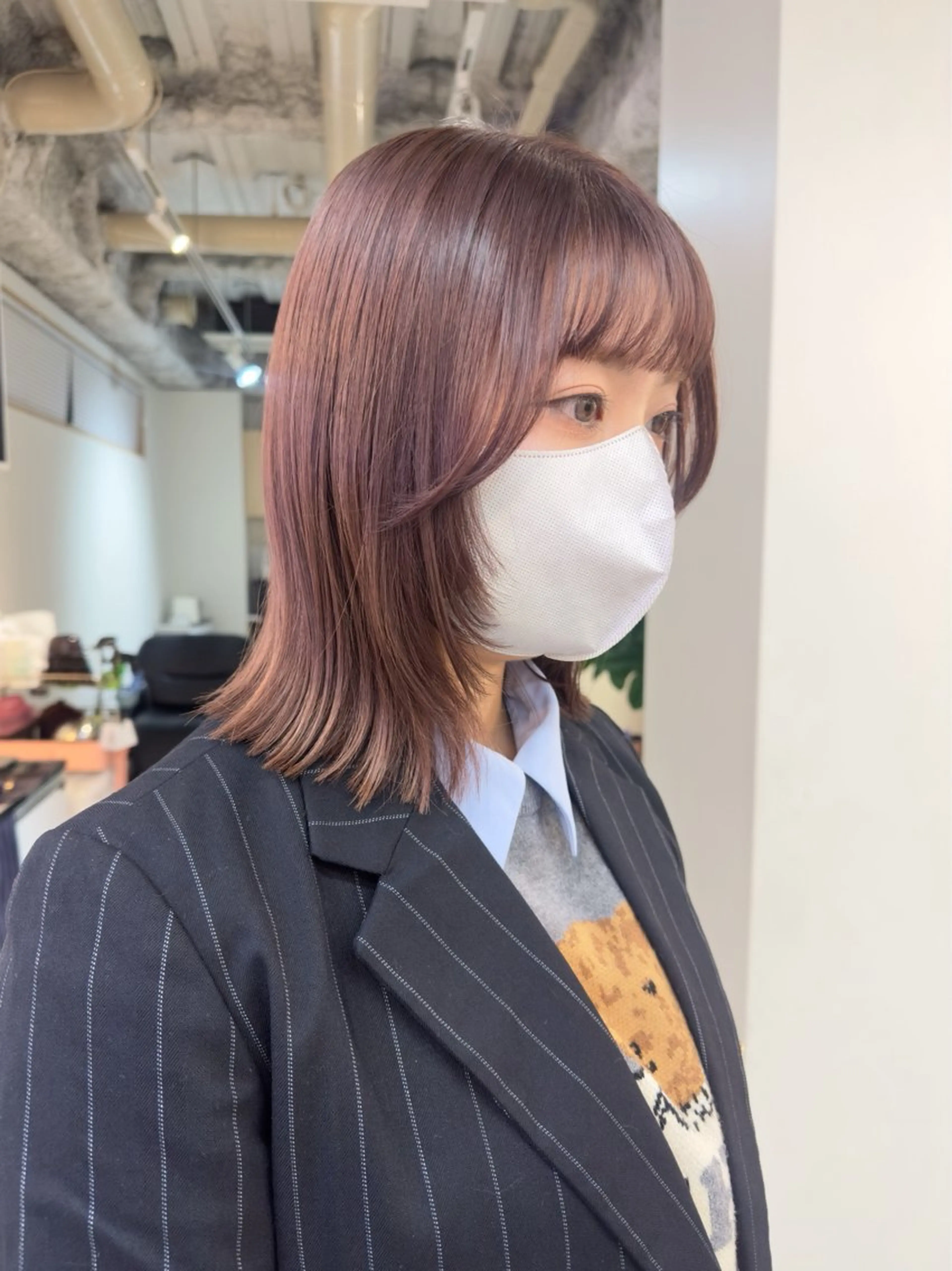 ミディアム カラー 顔周りカット カット ヘアカラー レイヤー/顔周り /いいぬまみかのヘアスタイル