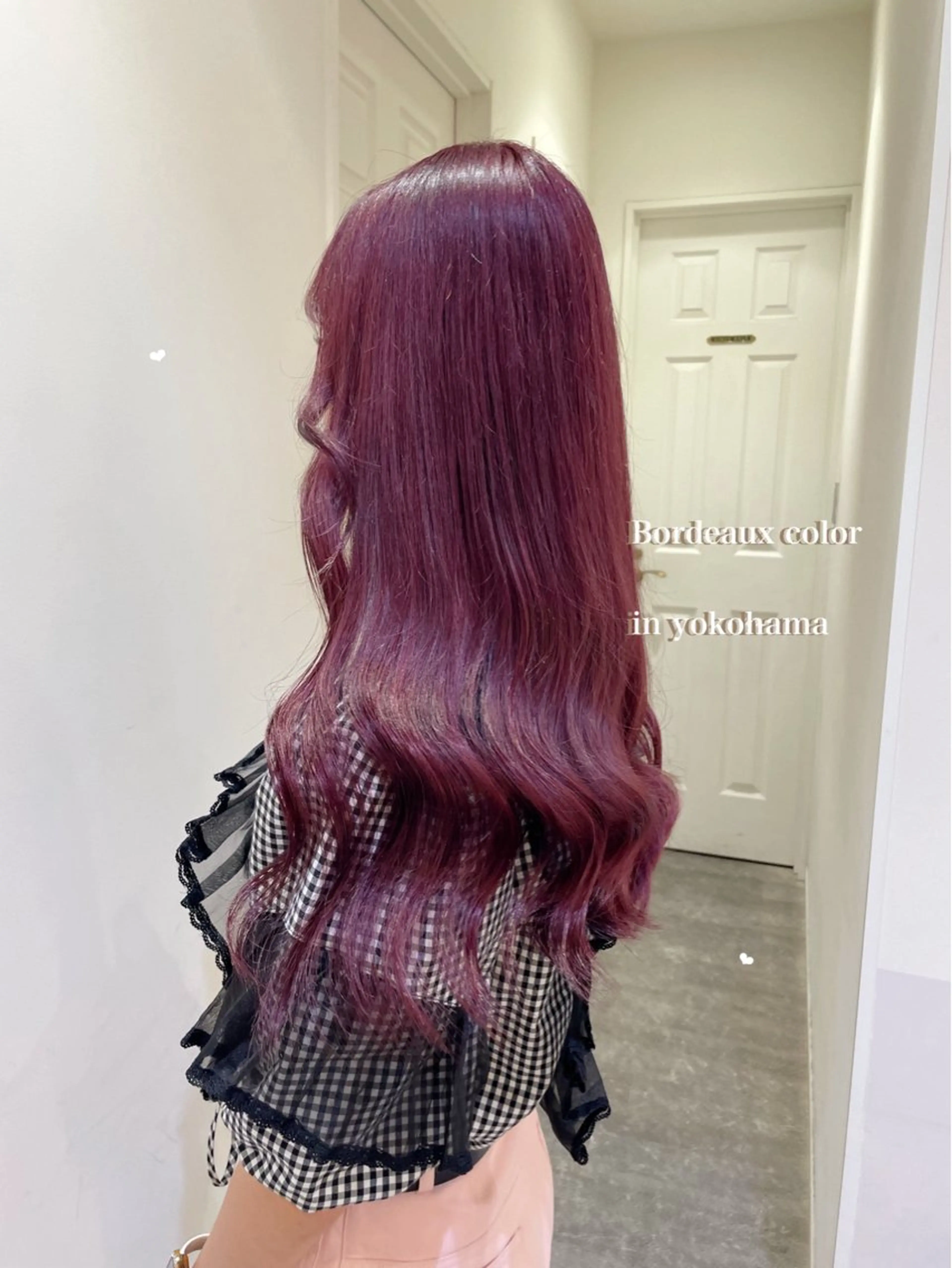 ロング カラー ブリーチ ボルドーカラー レッドカラー エクステ/ハイトーン 🐏☁️miminaのヘアスタイル