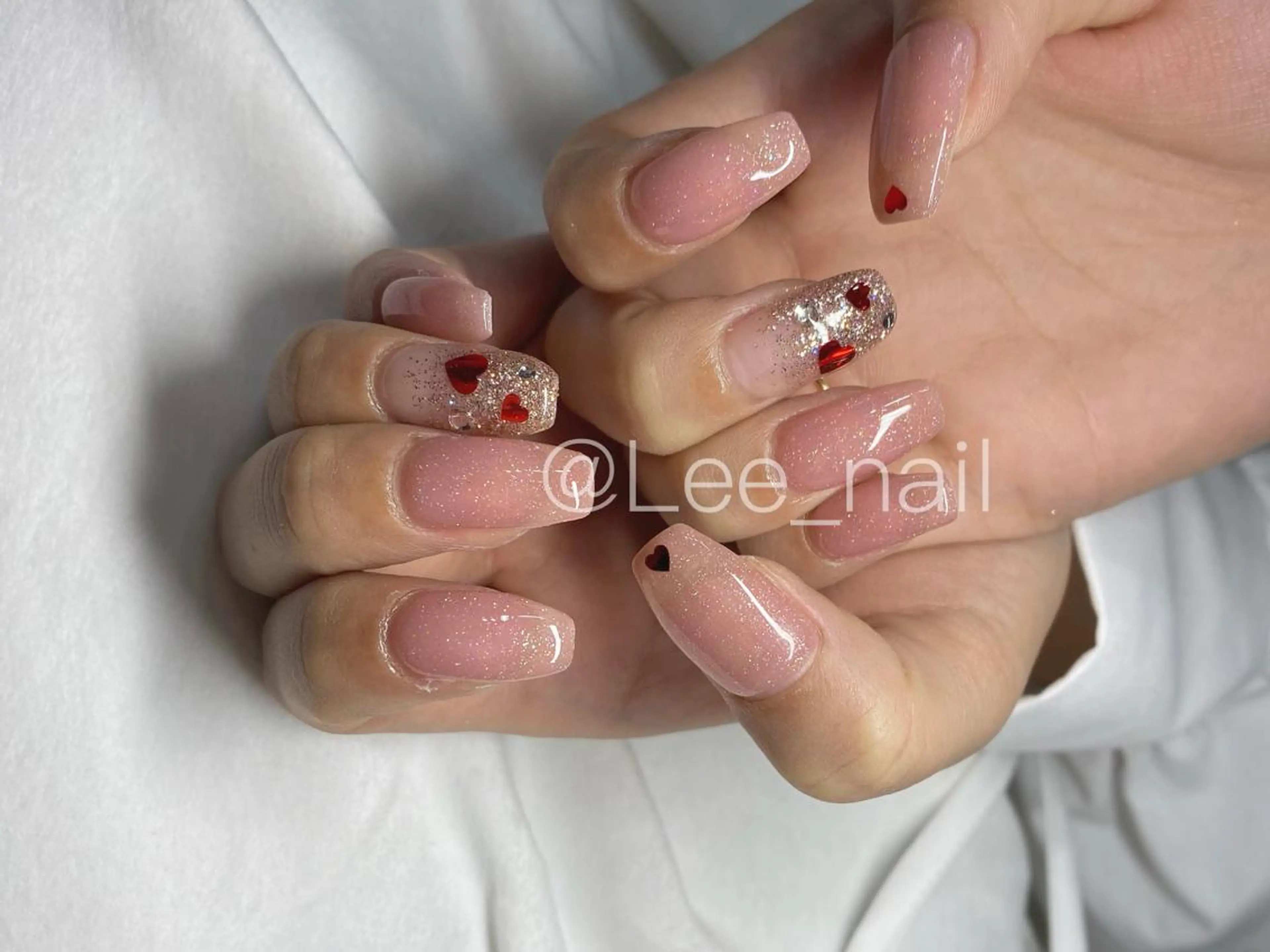 ネイル ハート ハンドネイル Lee_ nailのネイルデザイン