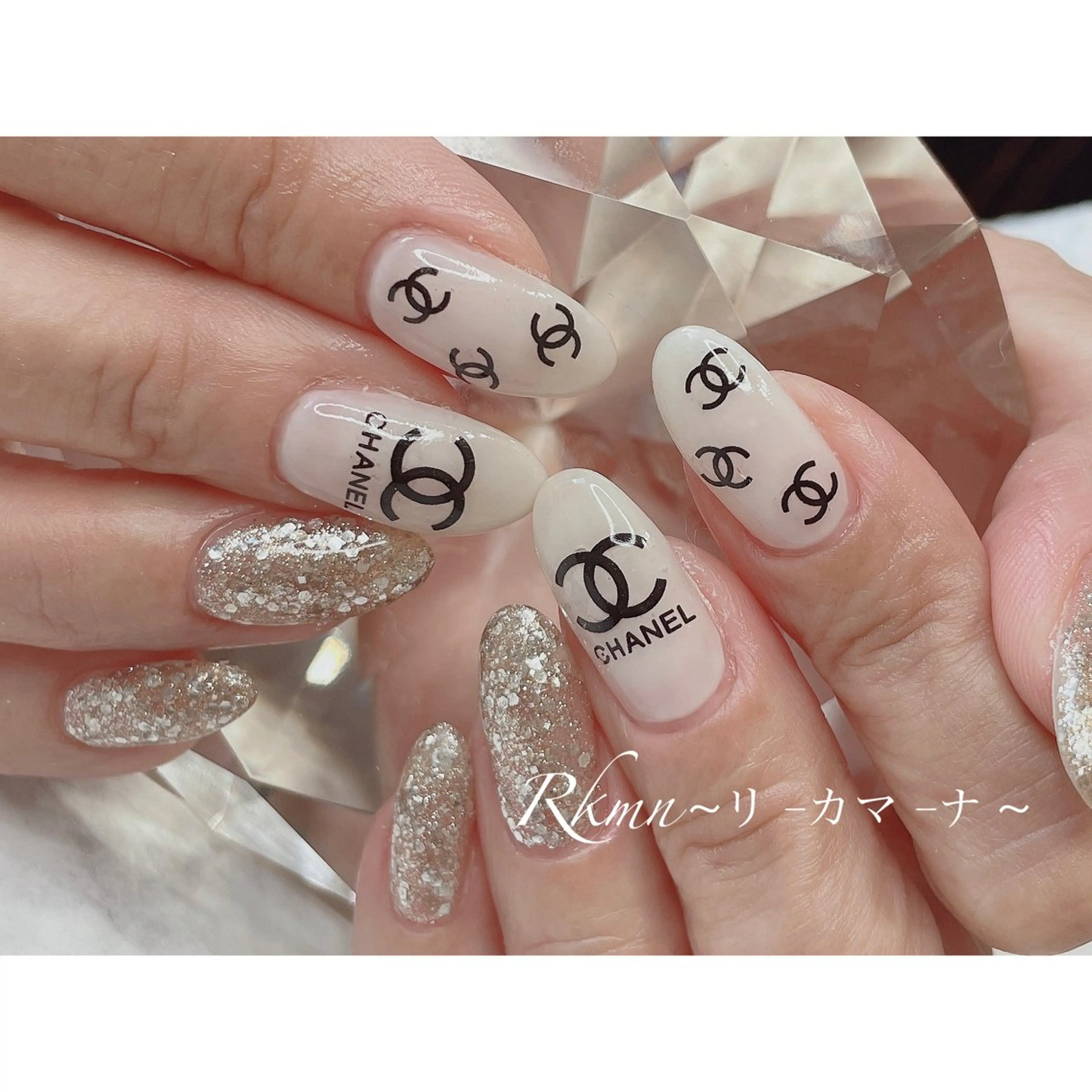 ネイル アートネイル キラキラネイル ラメ(グリッター) 春ネイル ホワイト ハンドネイル フットネイル ハンドケア Rkmn ~リ-カマ-ナ~のネイルデザイン