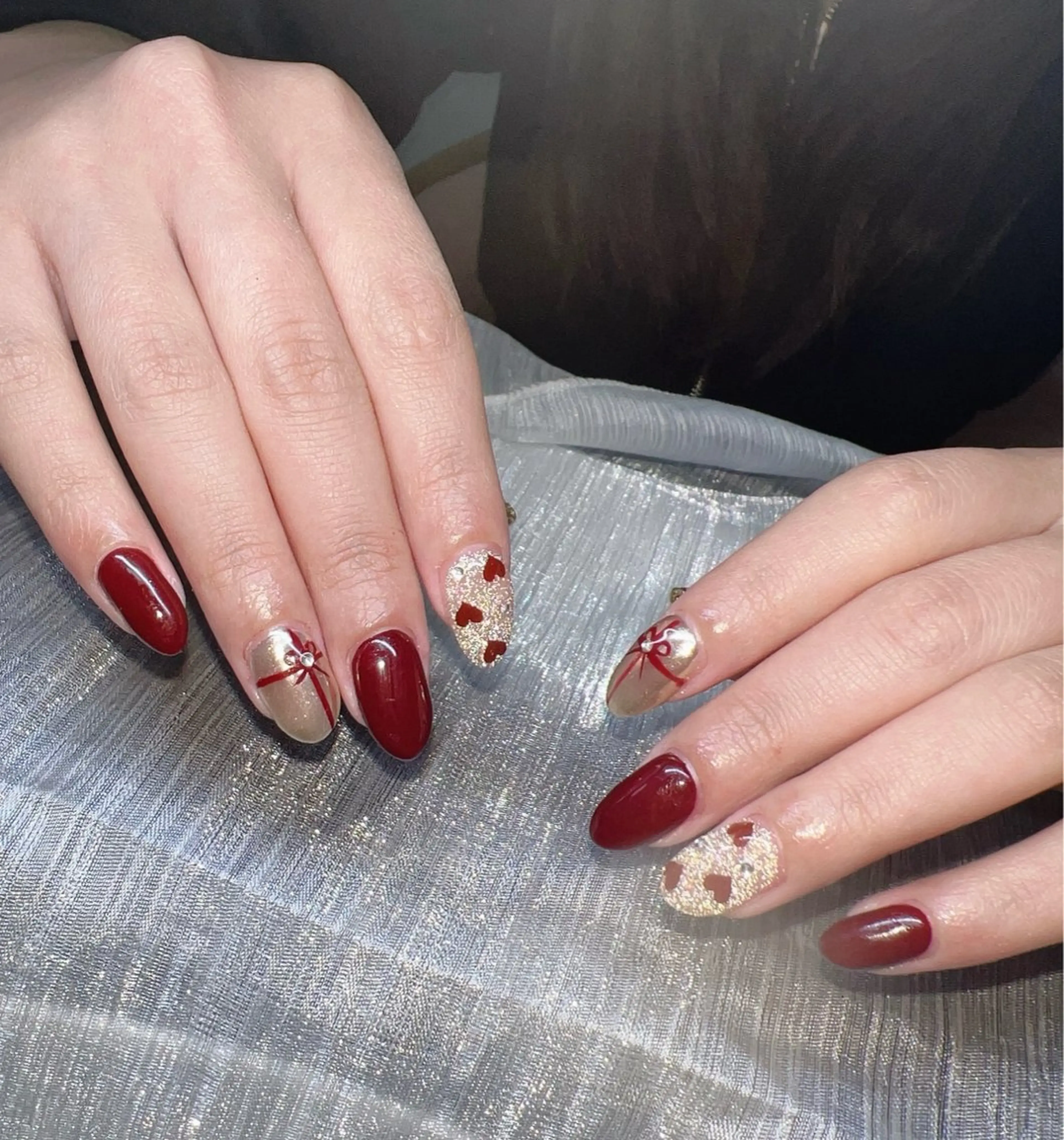 ネイル オーロラネイル チークネイル 長さ出し フットネイル フレンチネイル ハンドネイル Lee Nailsのネイルデザイン