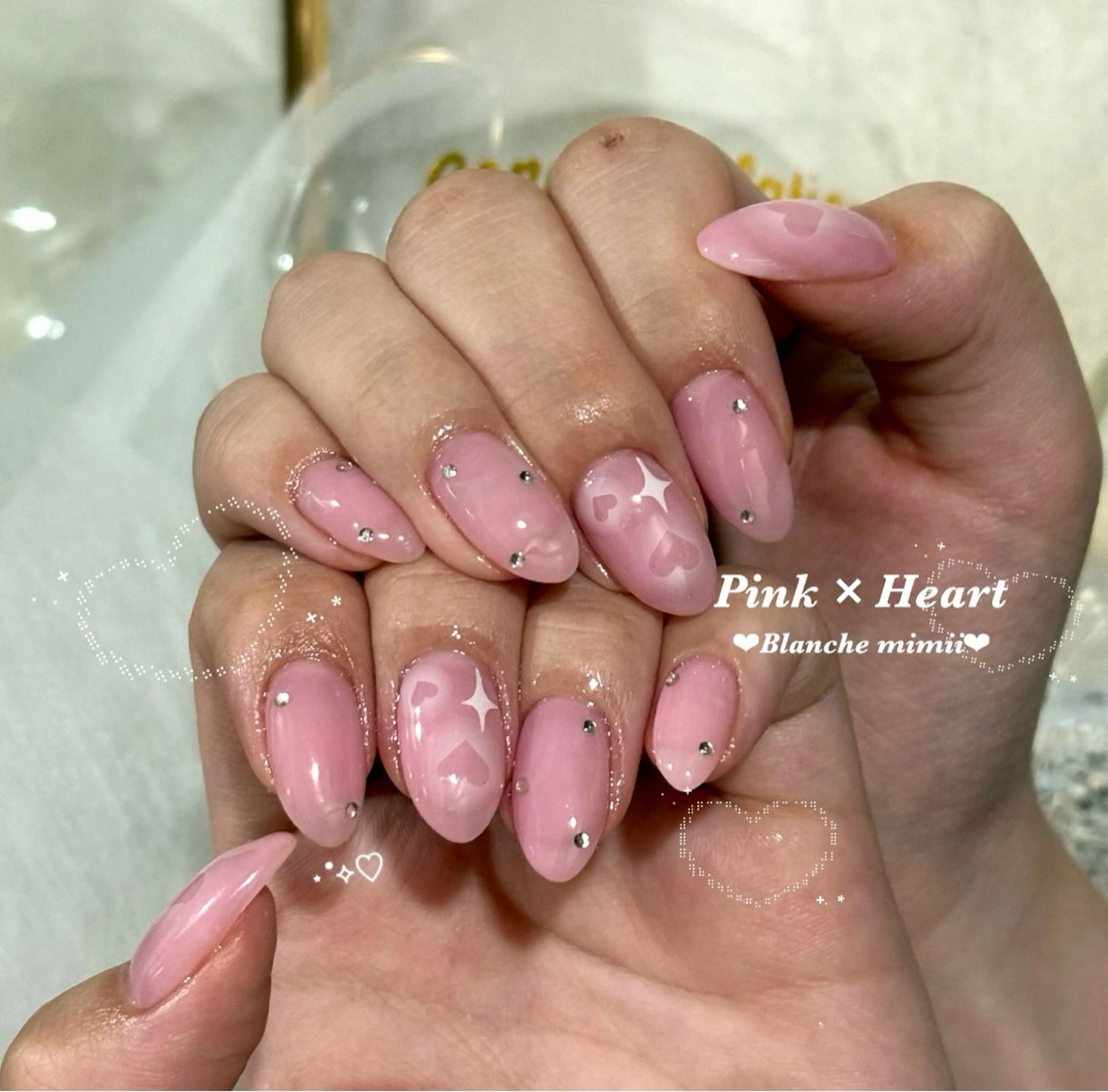 ネイル アートネイル フットネイル ガーリー 氷ネイル・うるうるネイル キラキラネイル ハンドネイル Blanche　mimii所属・Blanche Ayaのネイルデザイン