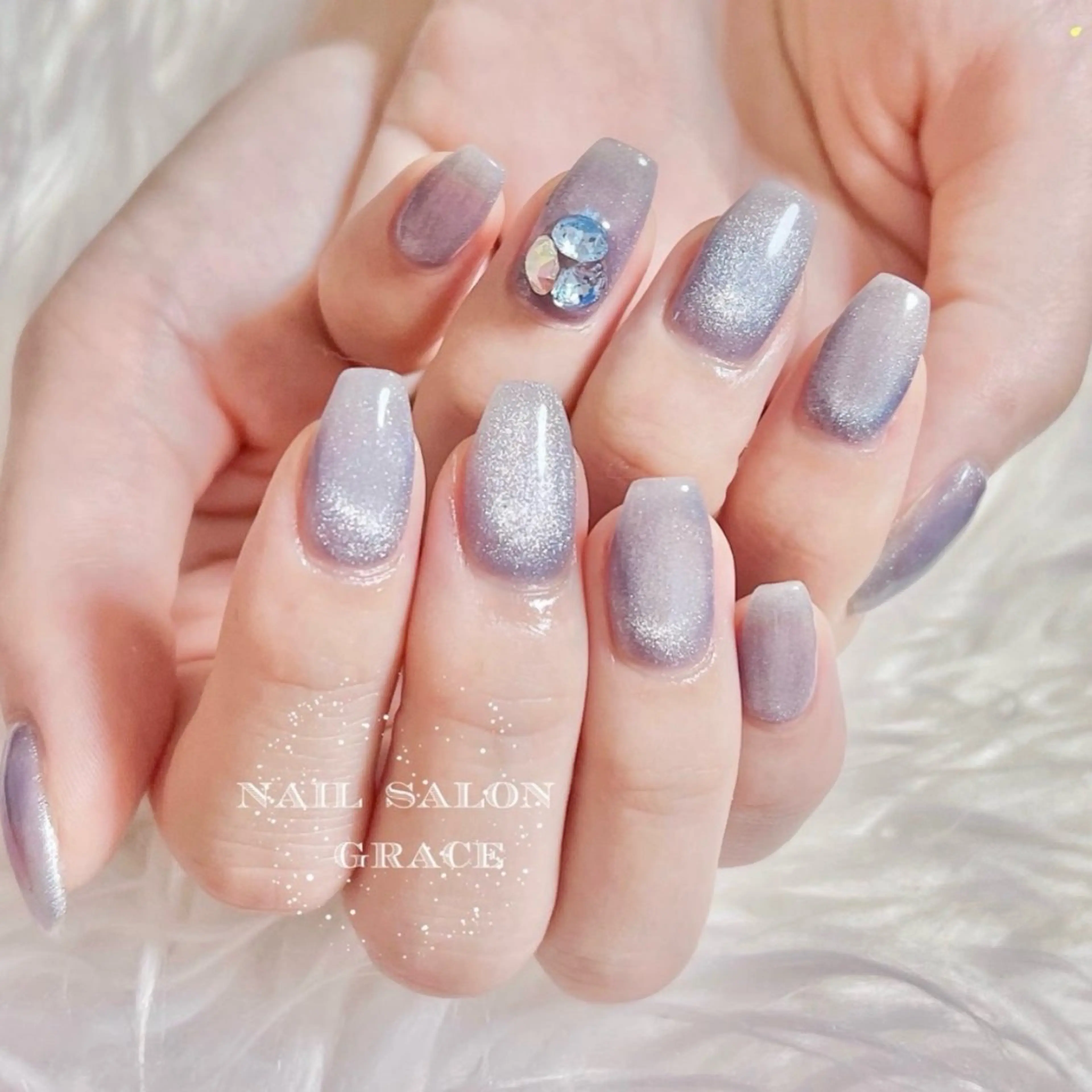 ネイル ブルー マグネットネイル ハンドネイル nailsalon GRACE所属・GRACE nailのネイルデザイン