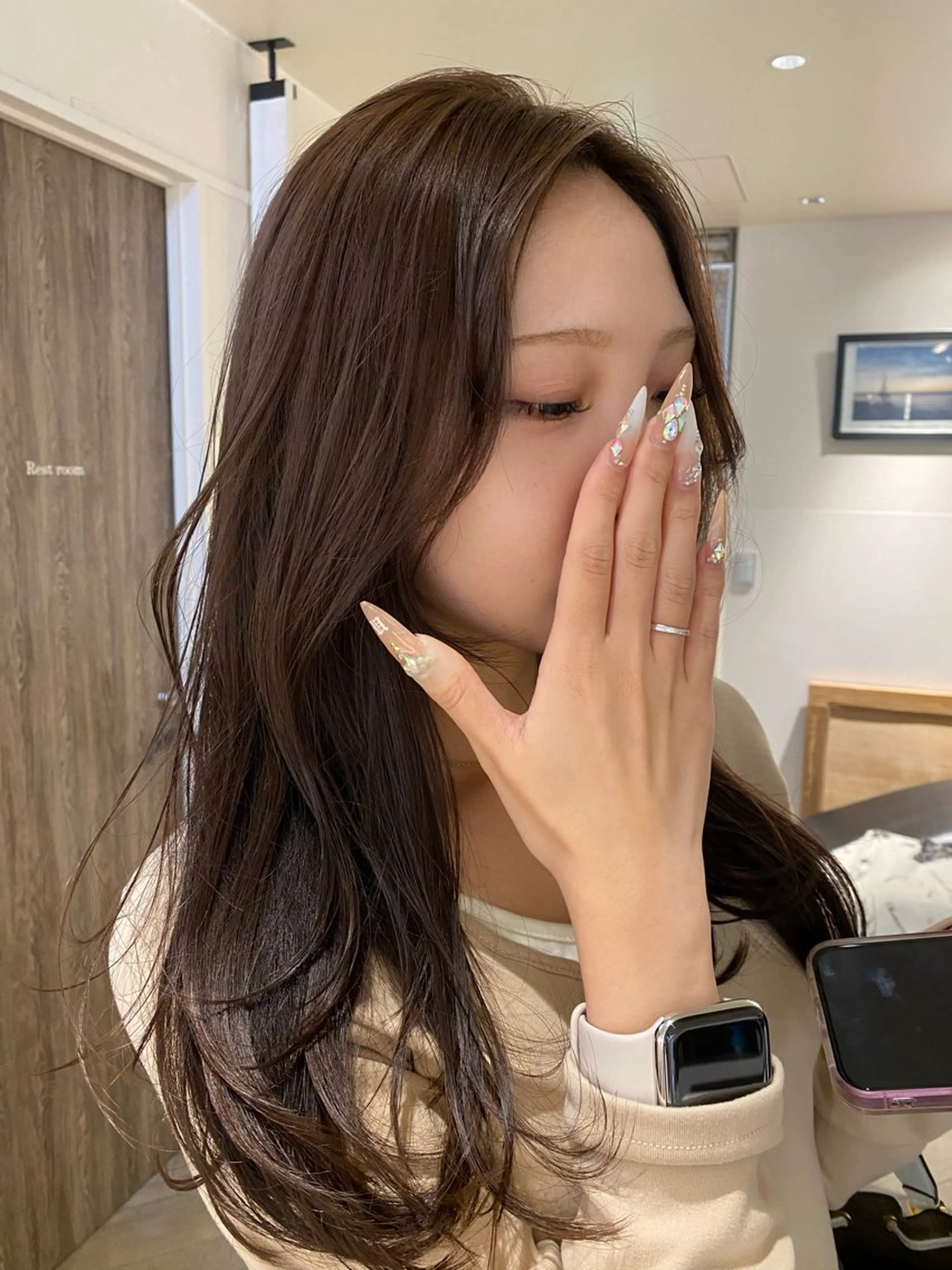 ロング カラー カット ヘアカラー ナチュラルヘア🫧 ナナミのヘアスタイル