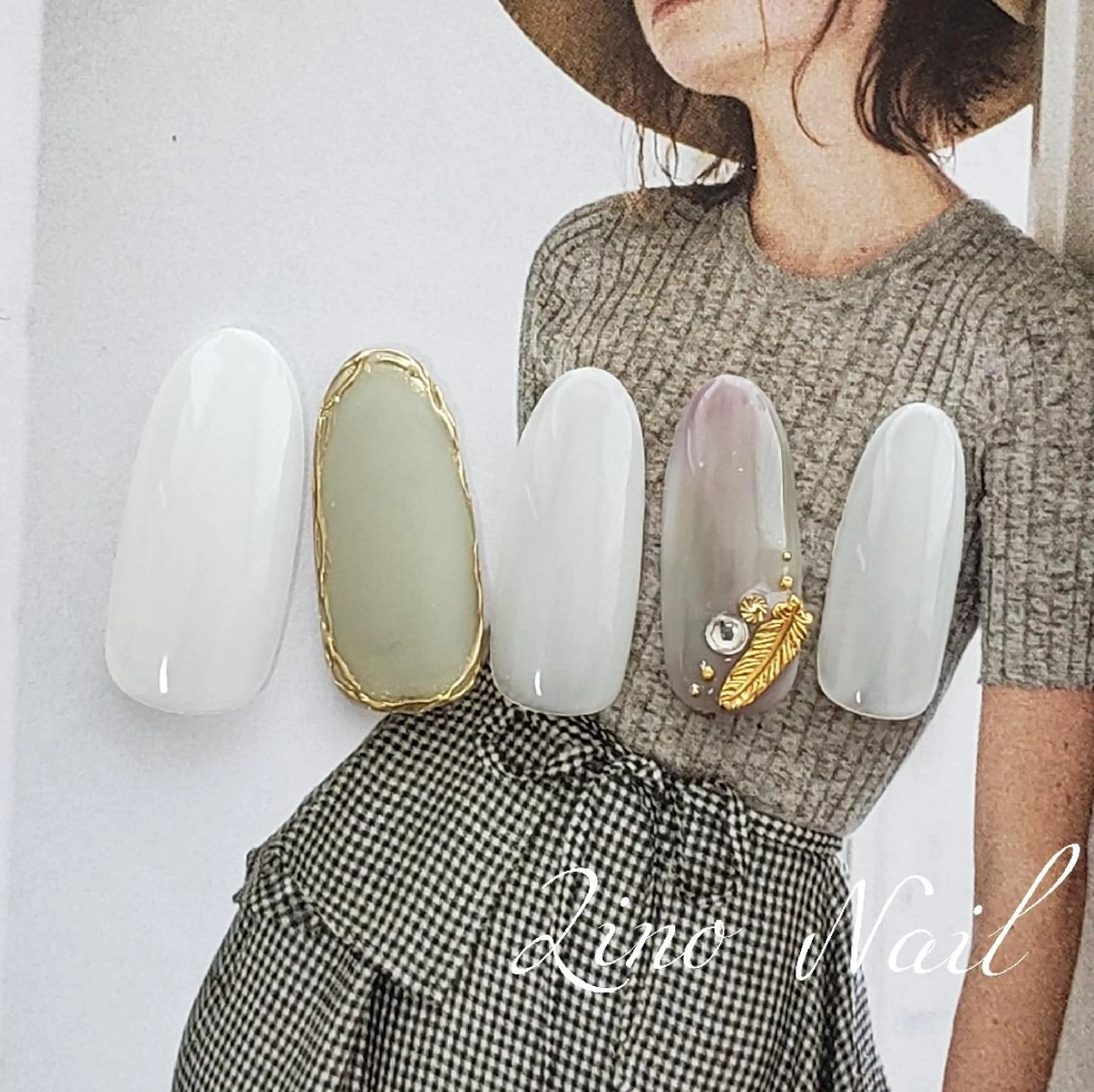 ネイル カジュアル ジェルネイル グリーン マットネイル ミラーネイル ハンドネイル Lino Nailのネイルデザイン