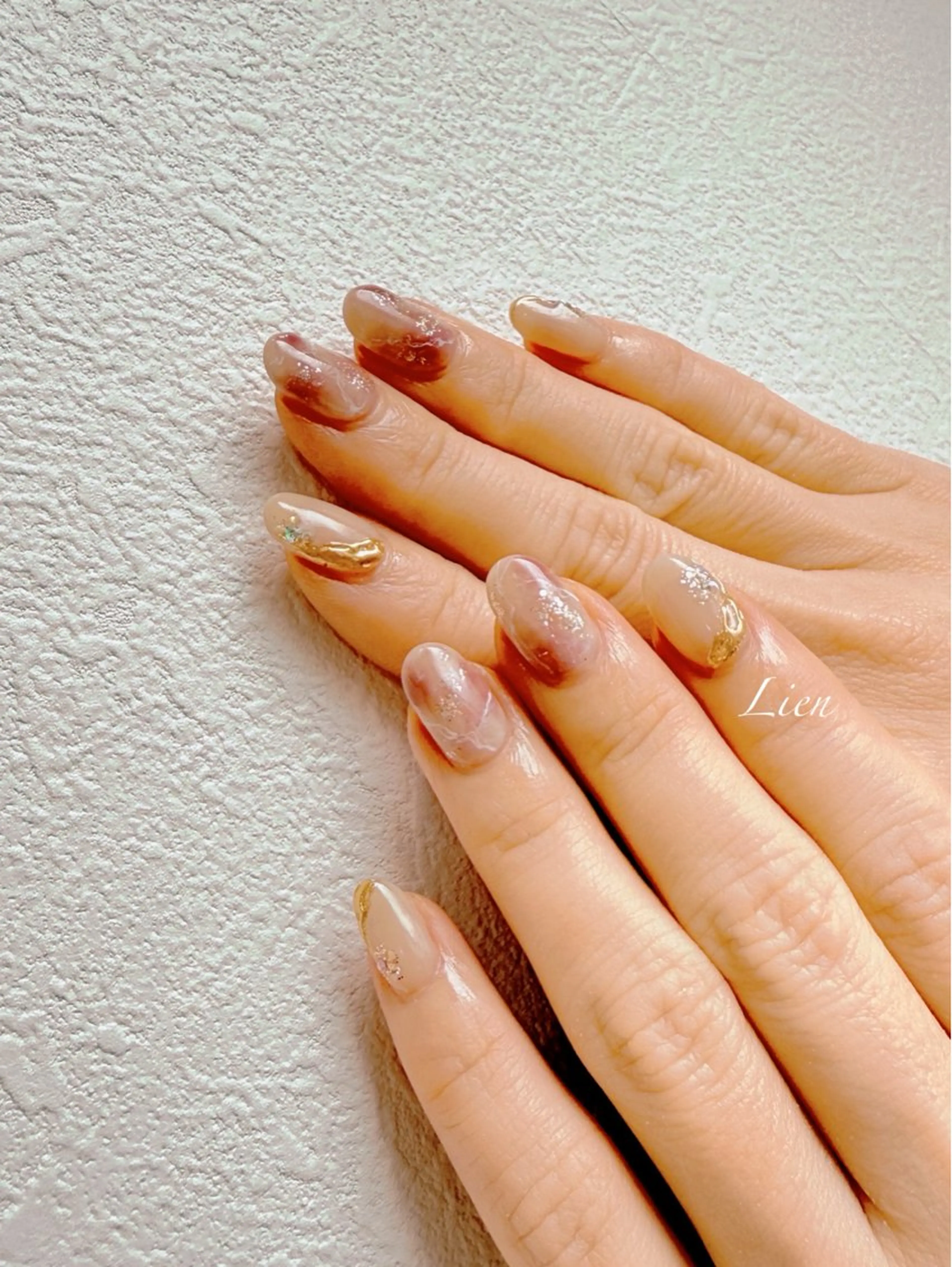ネイル 長さ出し フットネイル フレンチネイル ジェルネイル ガラスフレンチ ハンドネイル Lien(リアン) 銀座駅6分のネイルデザイン