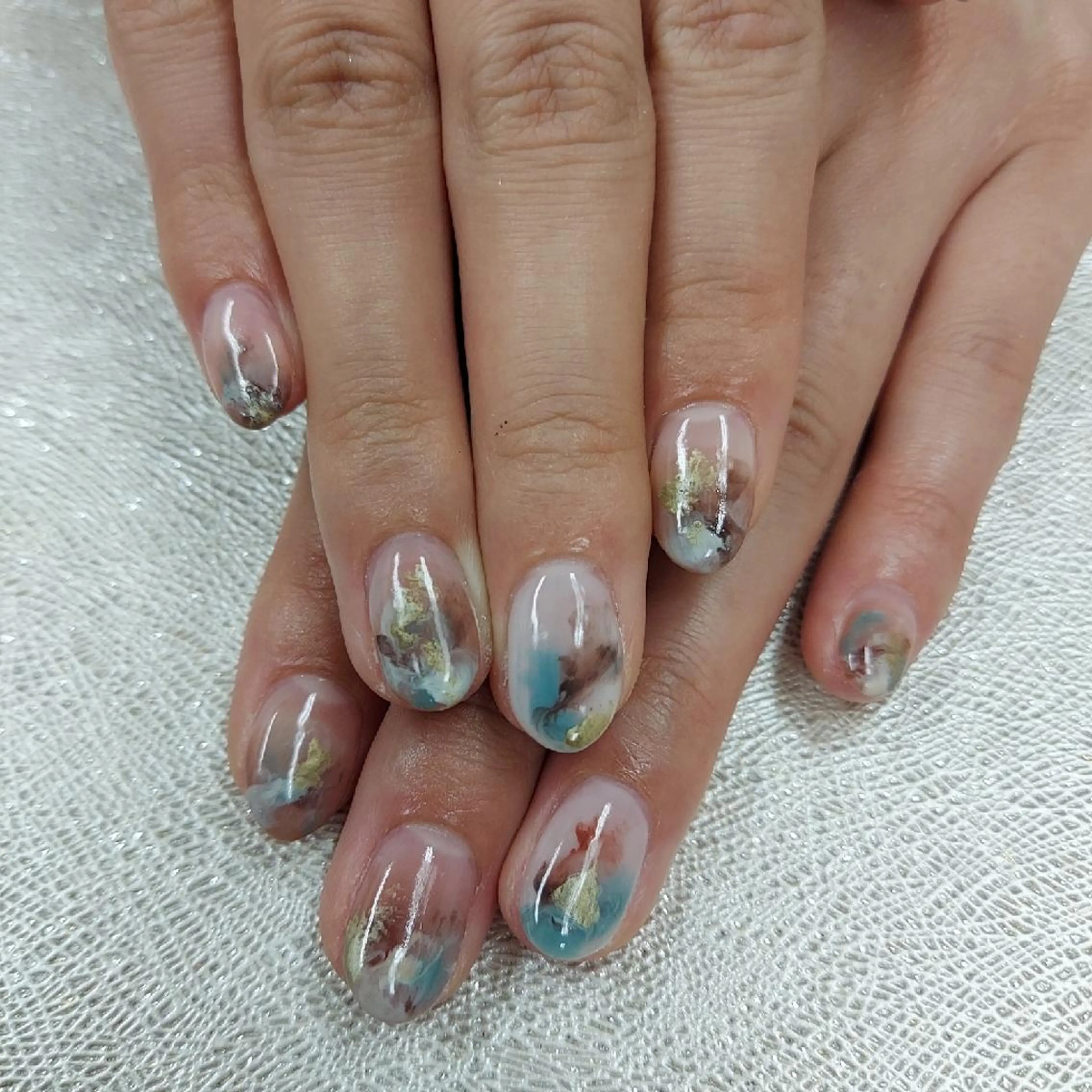 ネイル アートネイル ジェルネイル 持ち込み ニュアンスネイル パラジェル 河野ちえ (雑誌掲載サロン)のネイルデザイン