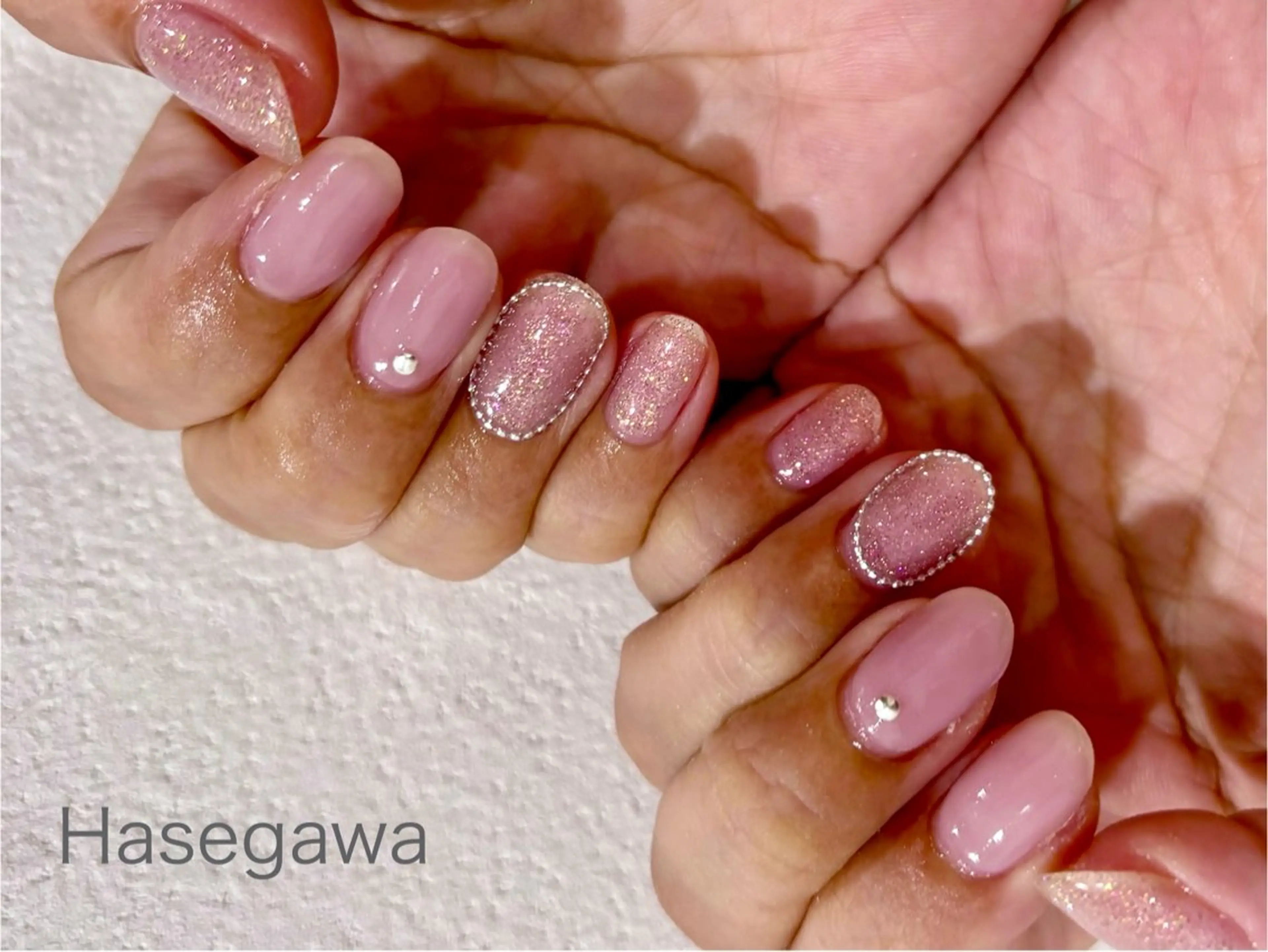 ネイル フラッシュネイル ピンク ハンドネイル DROP所属・DROP 長谷川のネイルデザイン