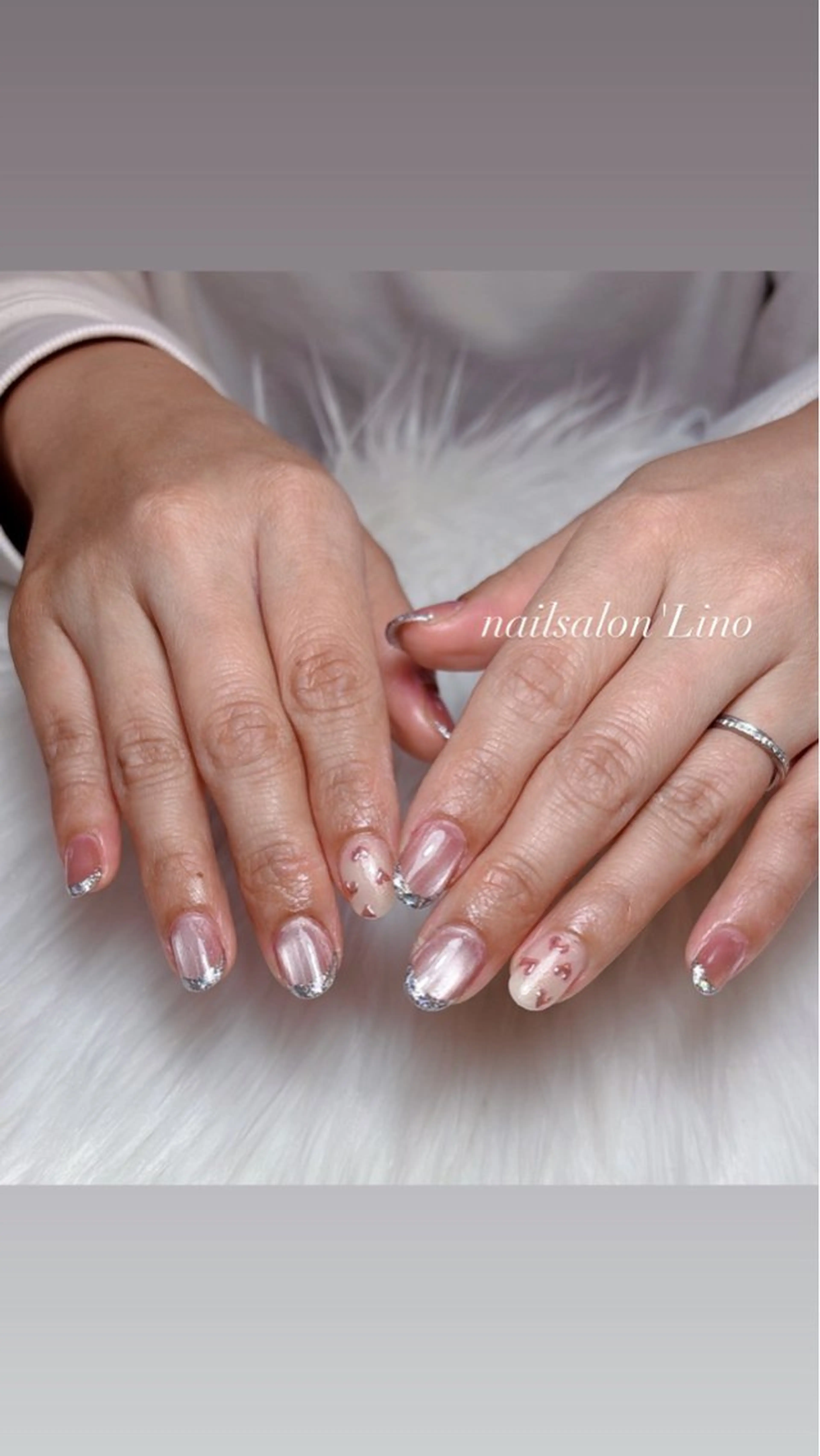 ネイル アートネイル フレンチネイル ガラスフレンチ マグネットネイル Lino𓂃⟡.· Chizuruのネイルデザイン