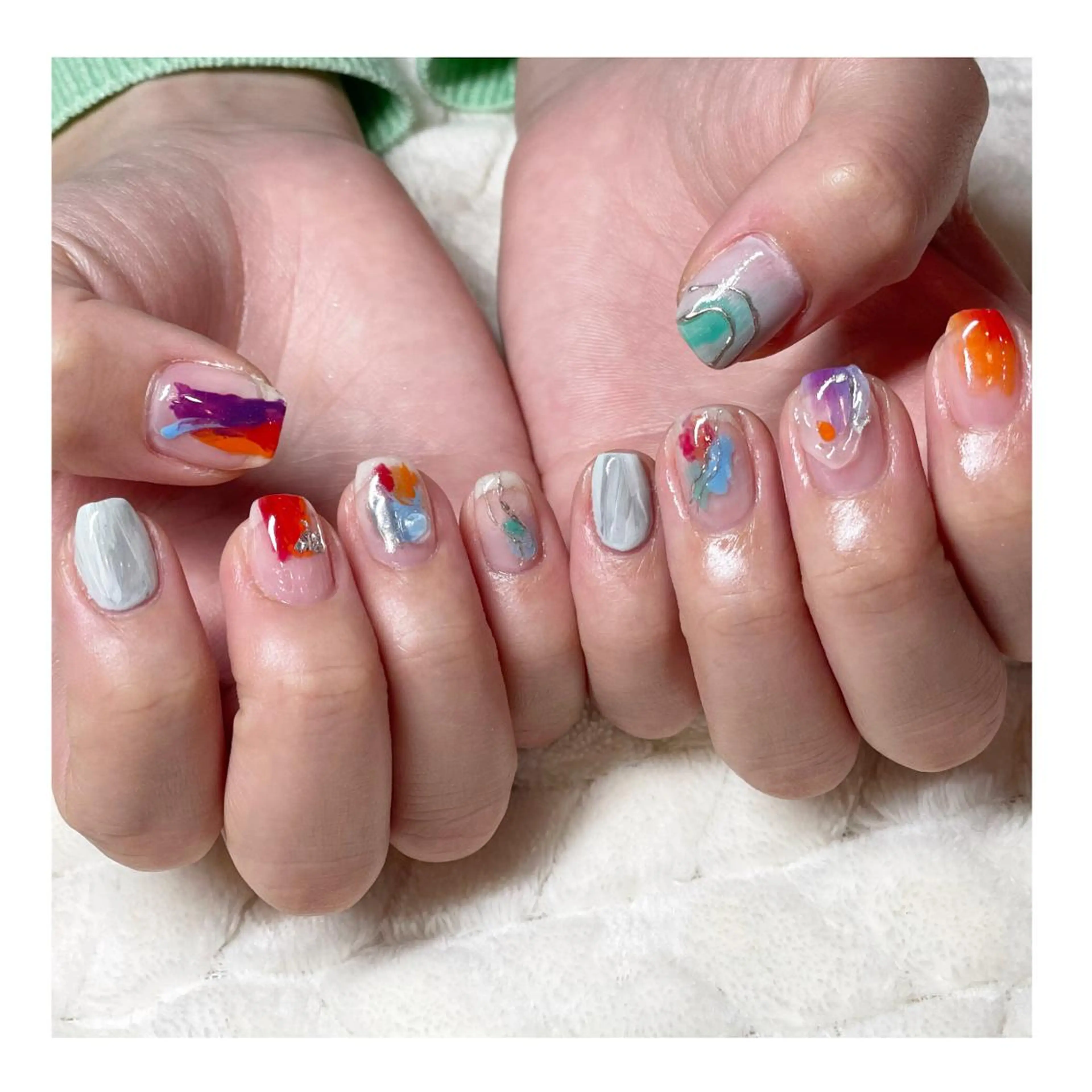 ネイル ジェルネイル ニュアンスネイル ショートネイル ハンドネイル LaLa Peach 福岡のマツエク・マツパデザイン