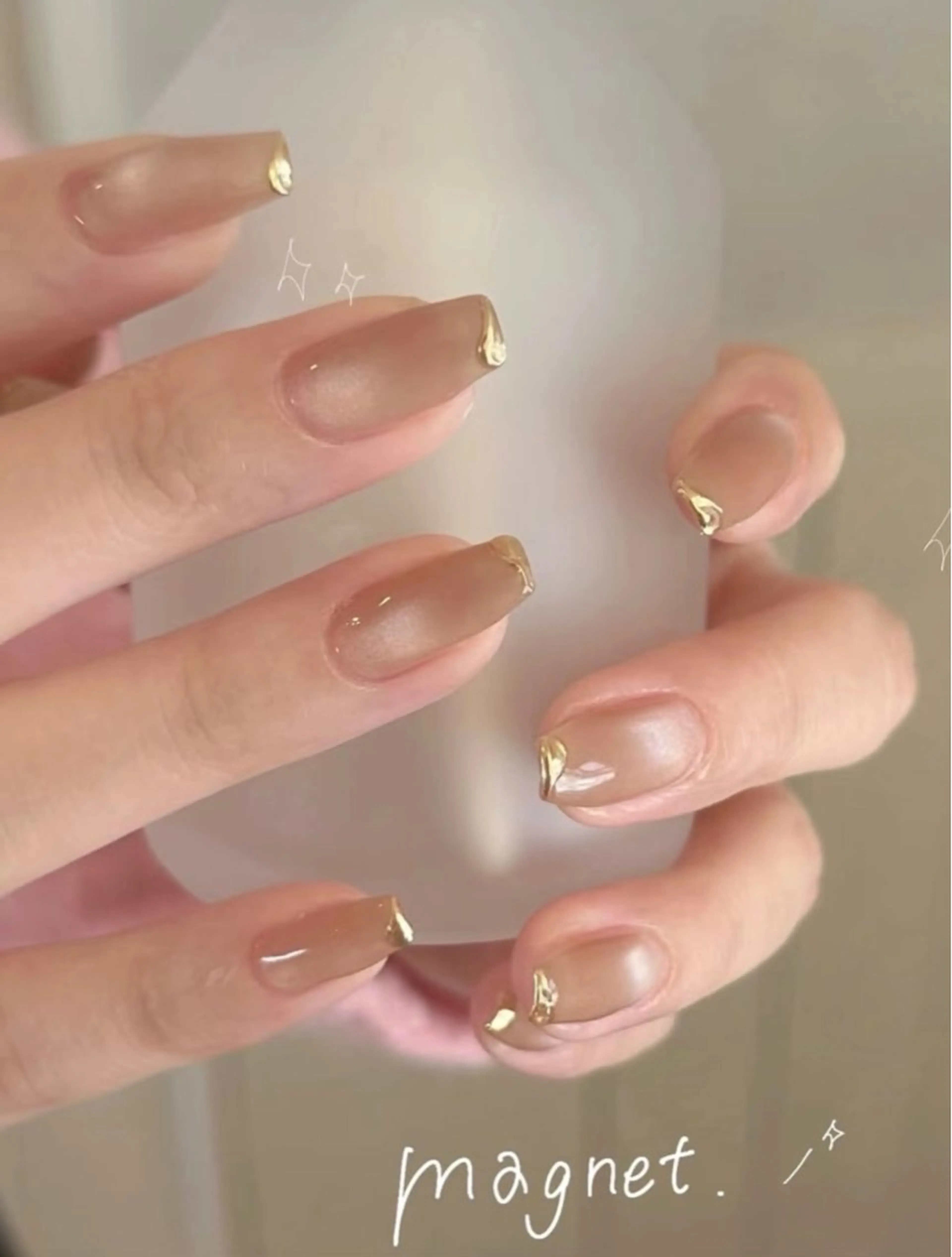 ネイル チークネイル 韓国ネイル マグネットネイル ミラーネイル ニュアンスネイル H&B せつかのネイルデザイン