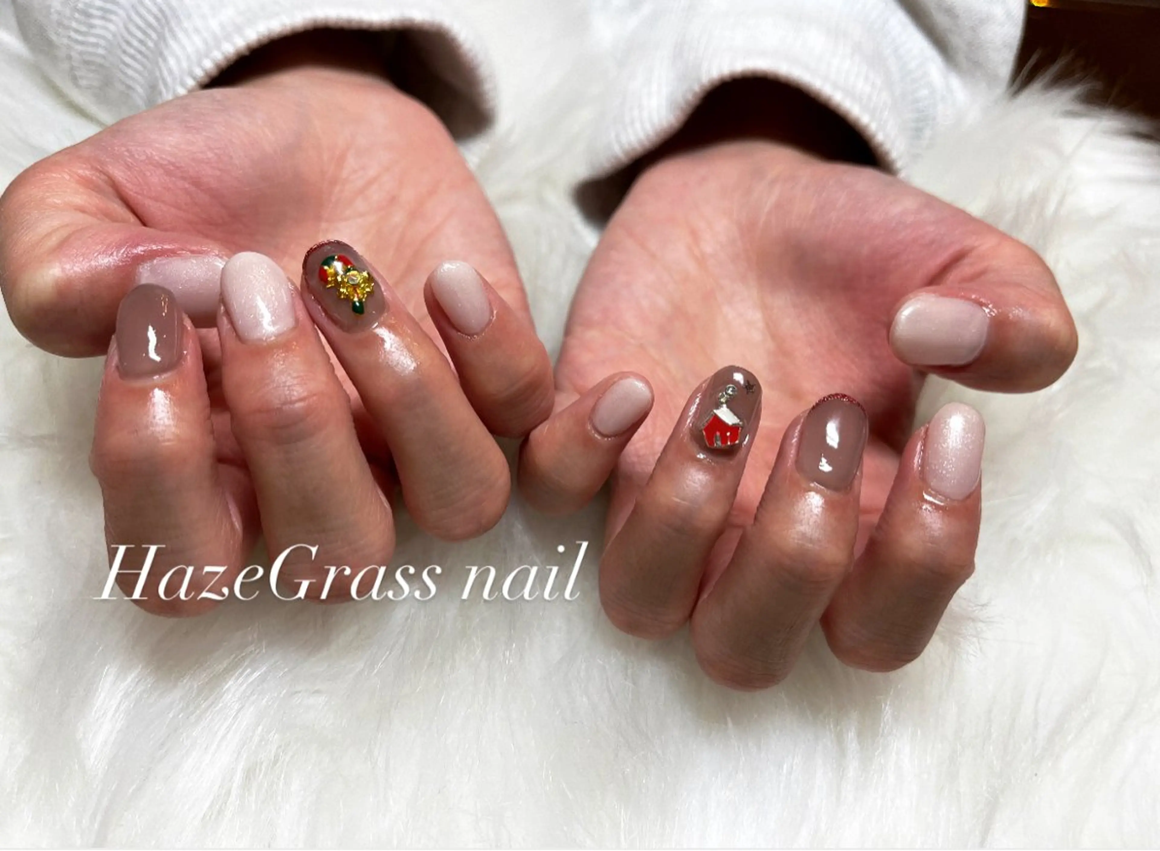 ミディアム クリスマス HazeGrass NAILのネイルデザイン