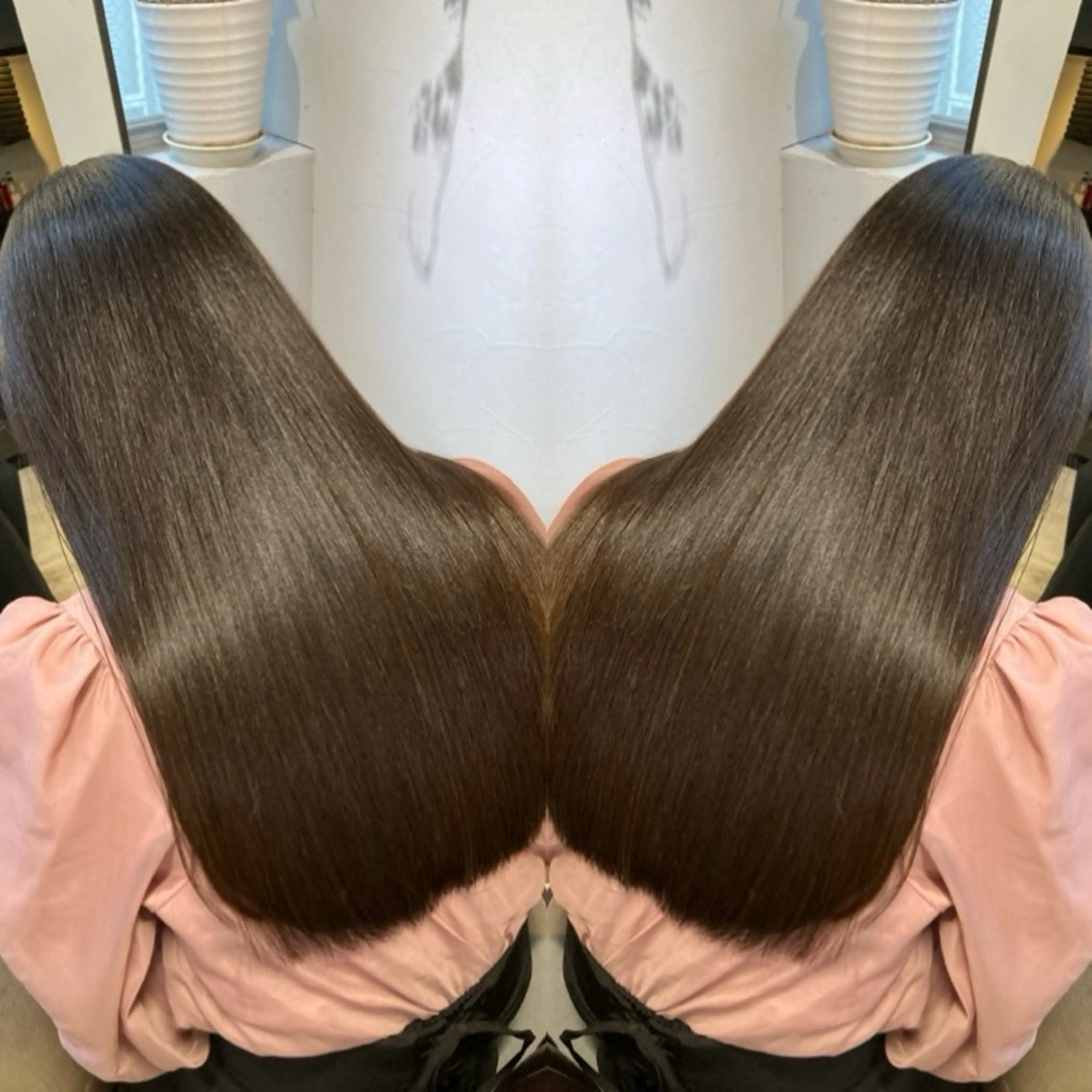 セミロング 髪質改善 縮毛矯正 トリートメント 酸熱トリートメント カット トリートメント 新井 広樹のヘアスタイル