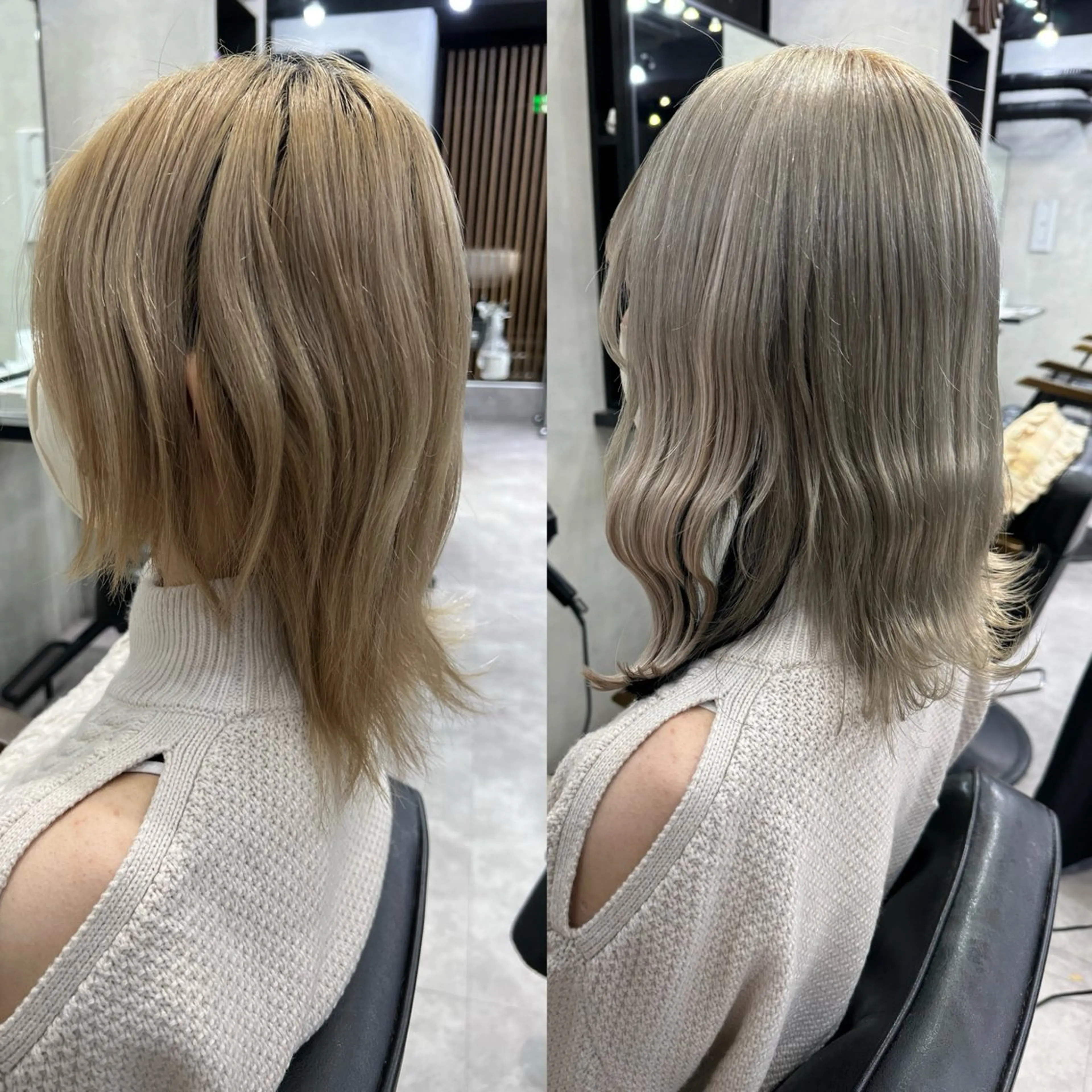 ミディアム カラー ヘアアレンジ シールエクステ アッシュ バレイヤージュ ベージュカラー 黒髪 カット ヘアカラー エクステ ar+ ❤︎ maiのヘアスタイル