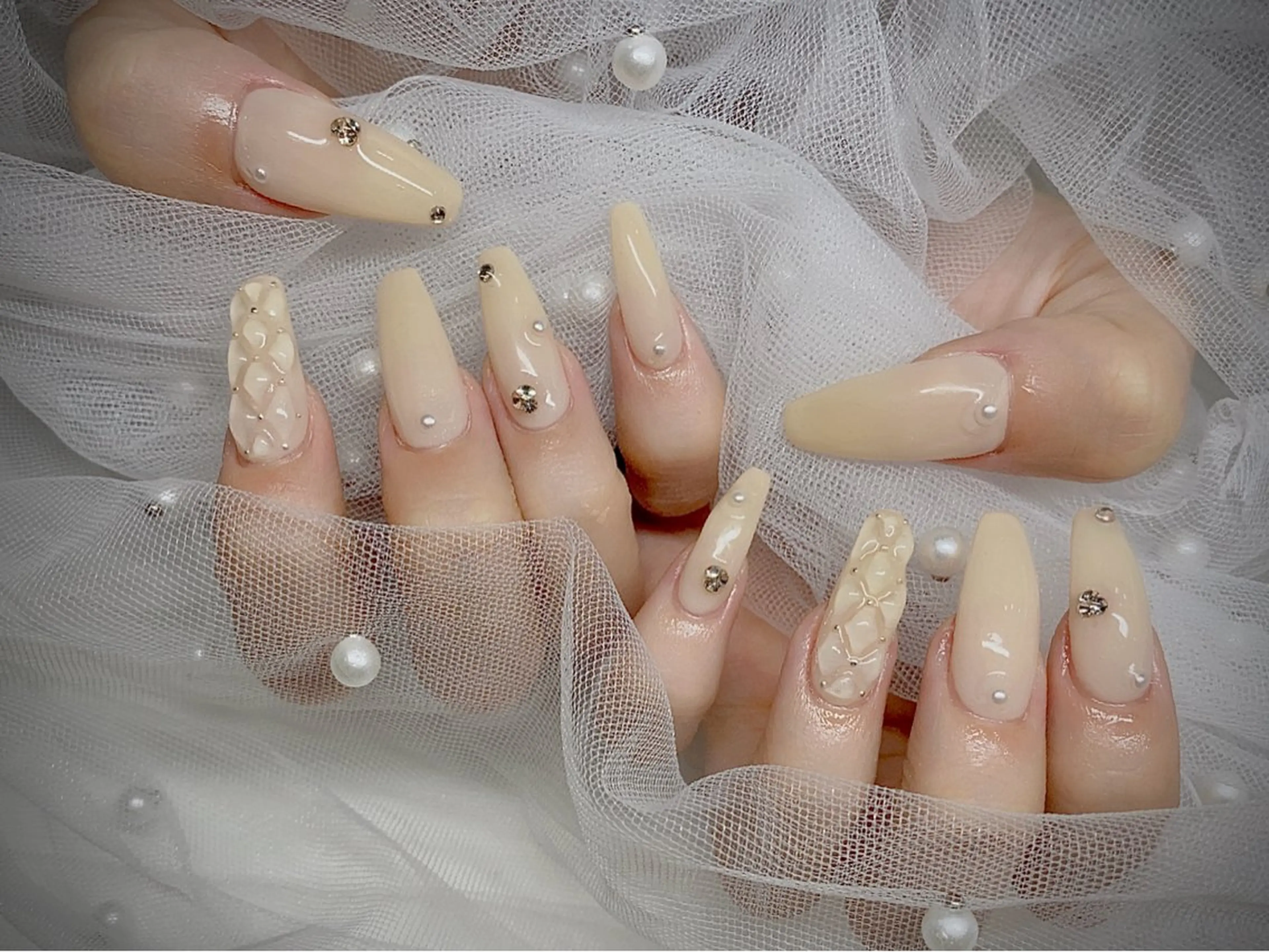 ネイル I-nailロング /ワンホン/キラキラのネイルデザイン