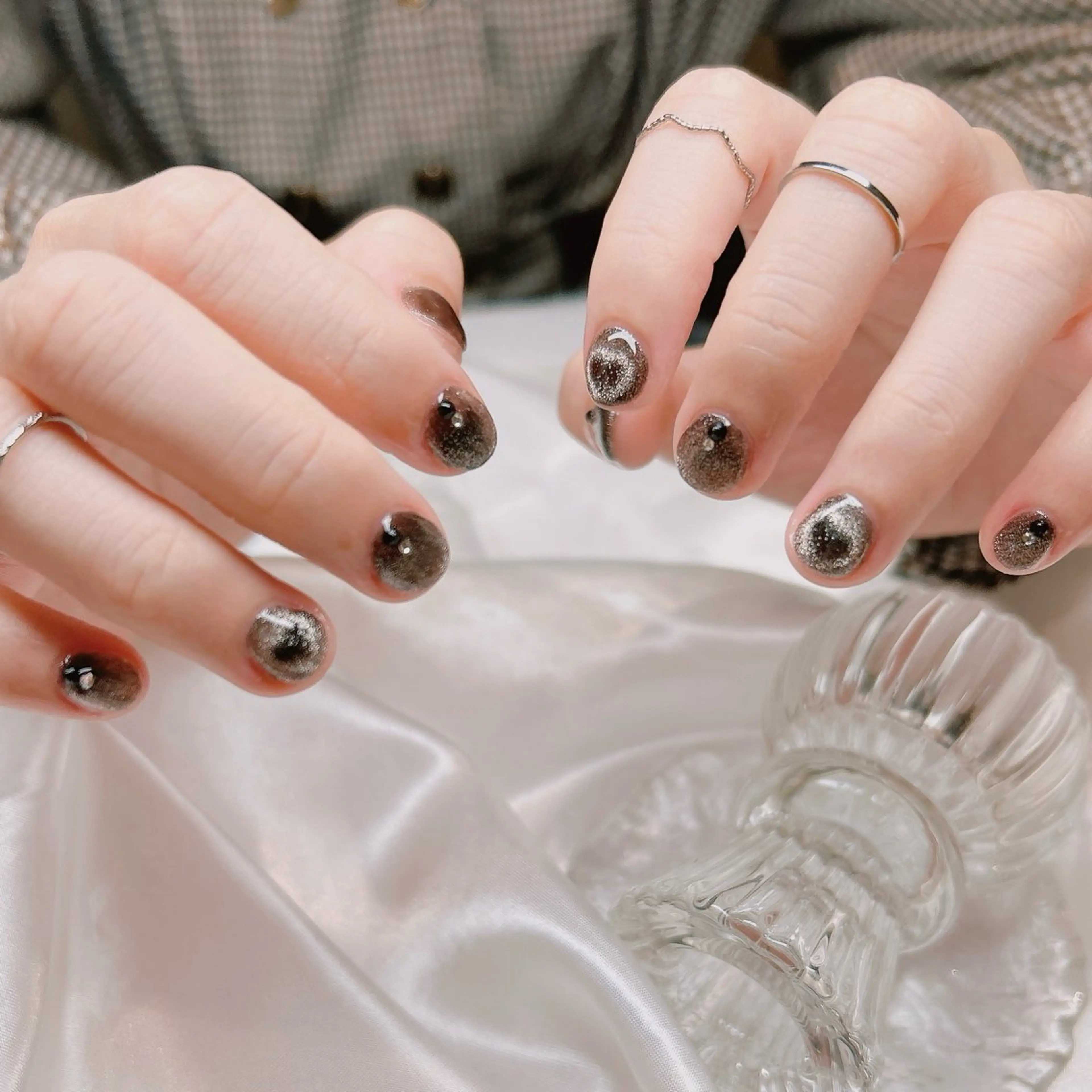 ネイル ハート マグネットネイル ハンドネイル junna のぞいてねのネイルデザイン