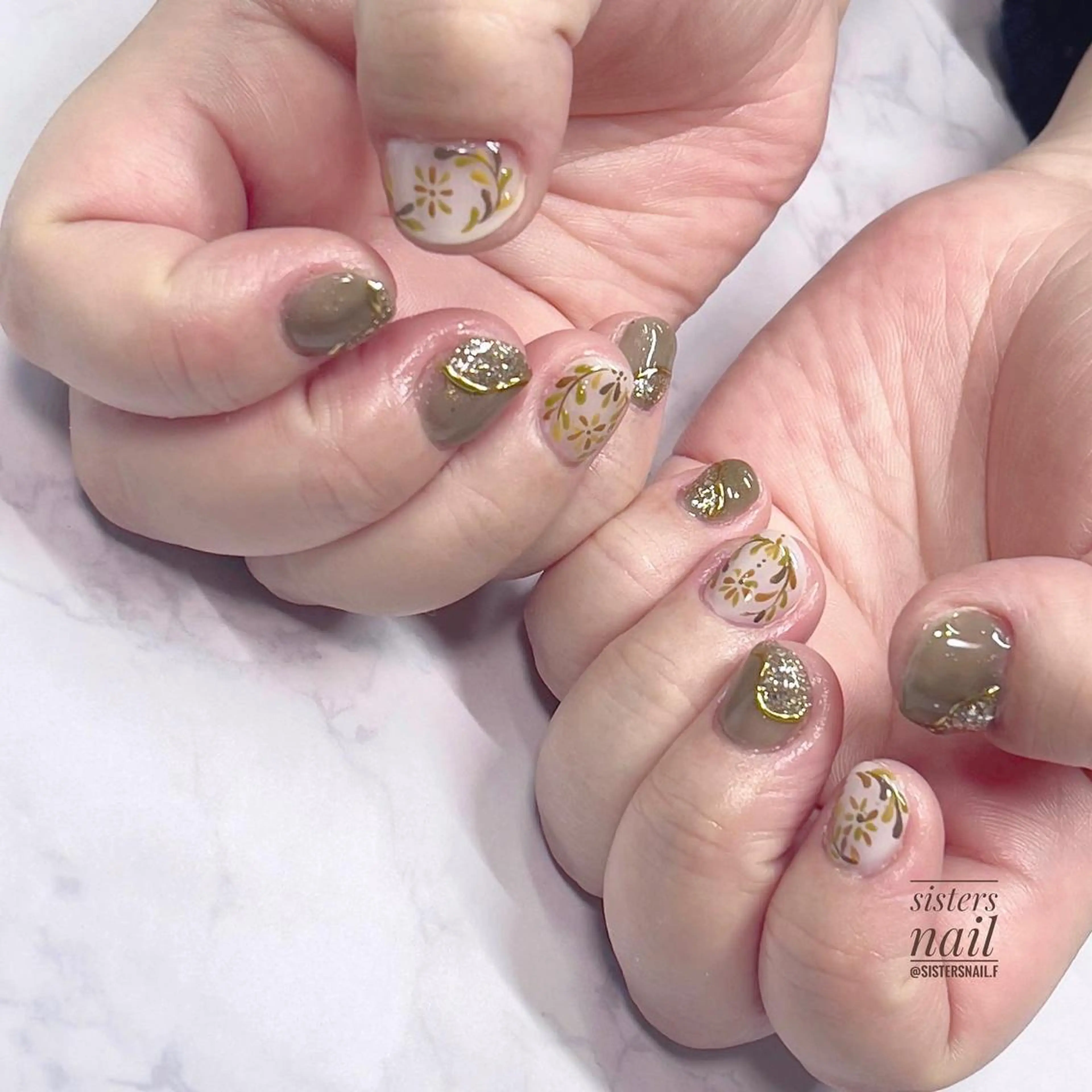 ネイル アートネイル 桜ネイル フラワーネイル ジェルネイル ショートネイル sisters nail.fのネイルデザイン