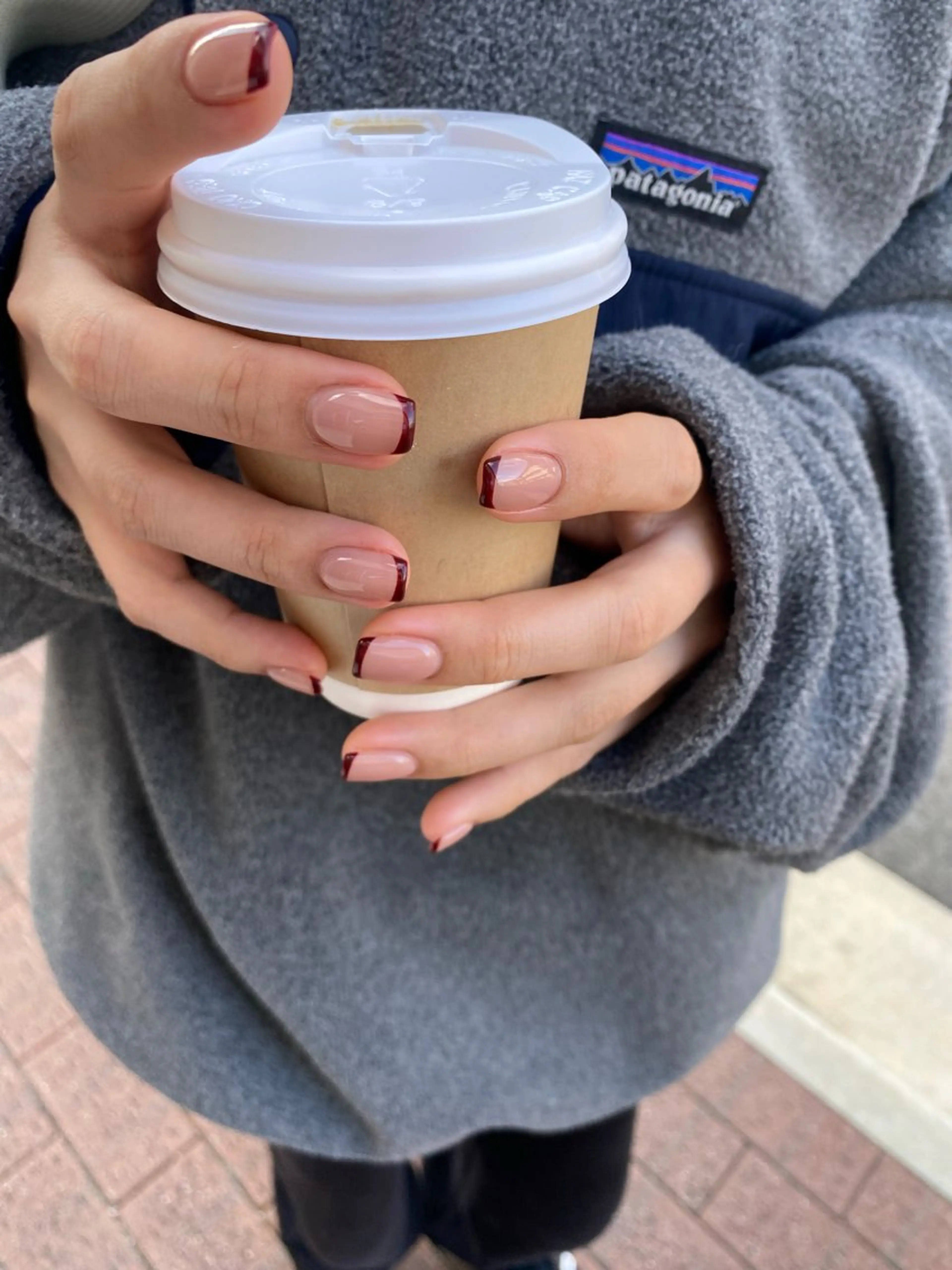 ネイル ボルドー フレンチネイル ワンカラーネイル ピンク ハンドネイル ＼近畿大学／近く🦢 Swanのネイルデザイン