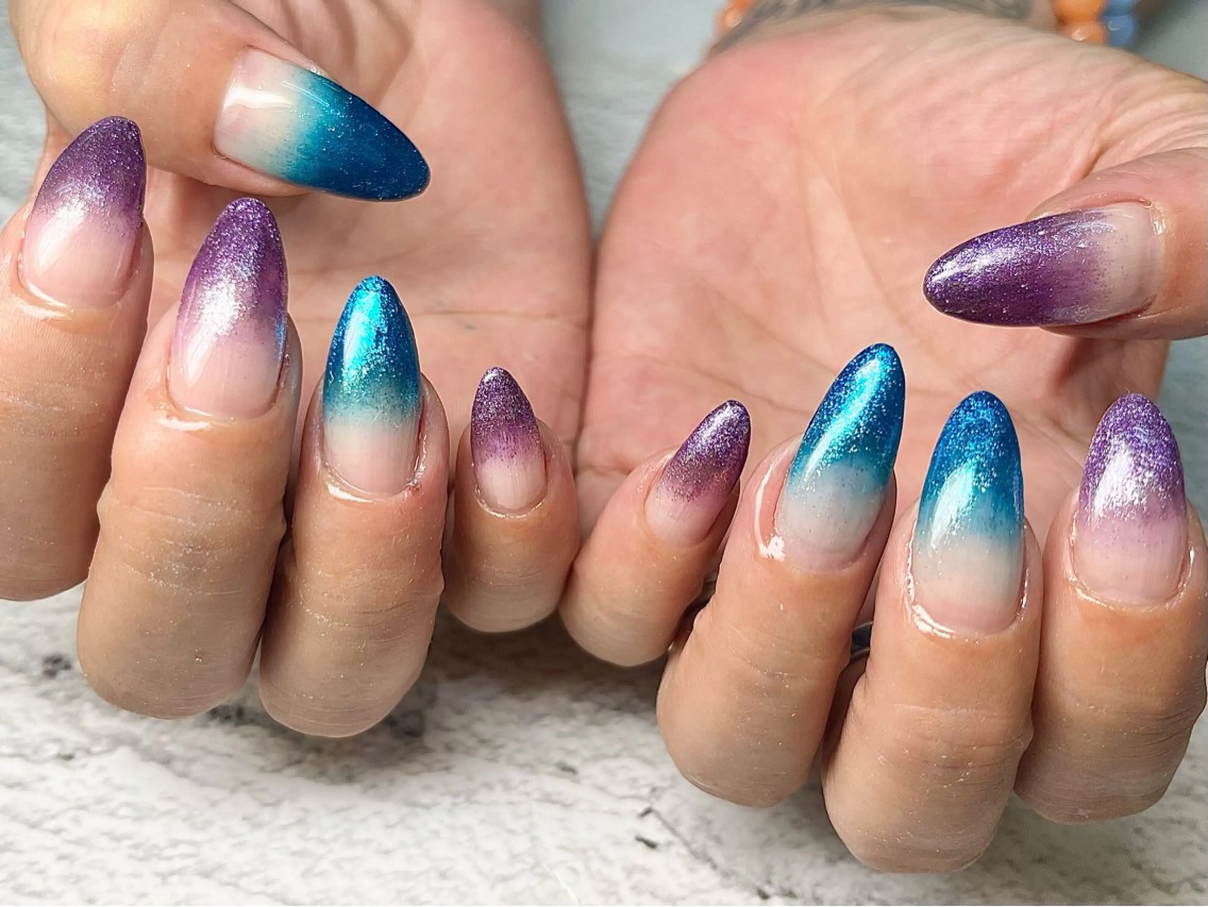 ネイル ブルー Queen nail 北堀江 ASUKAのネイルデザイン