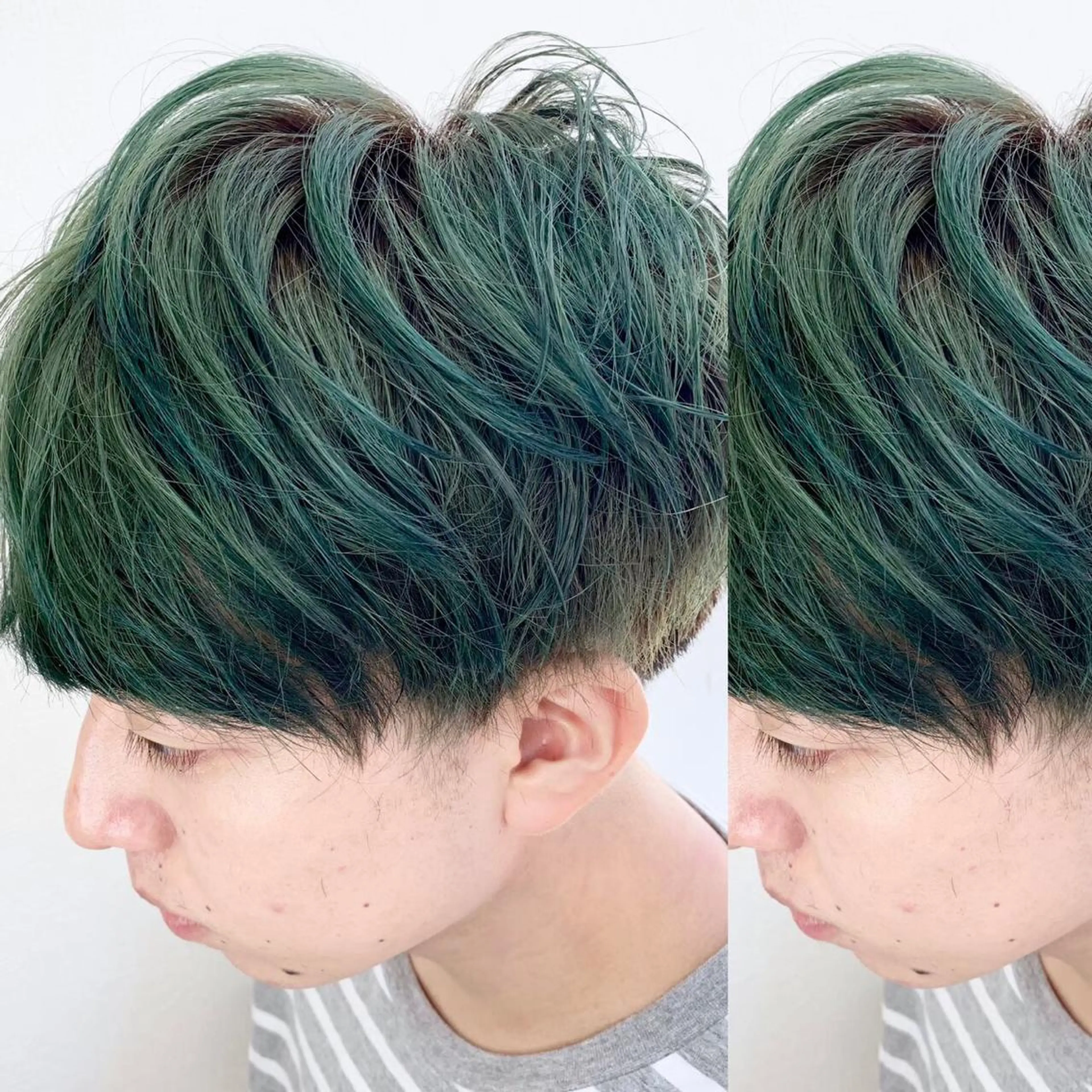 セミロング カラー JuNブリーチに 縮毛矯正するプロのヘアスタイル