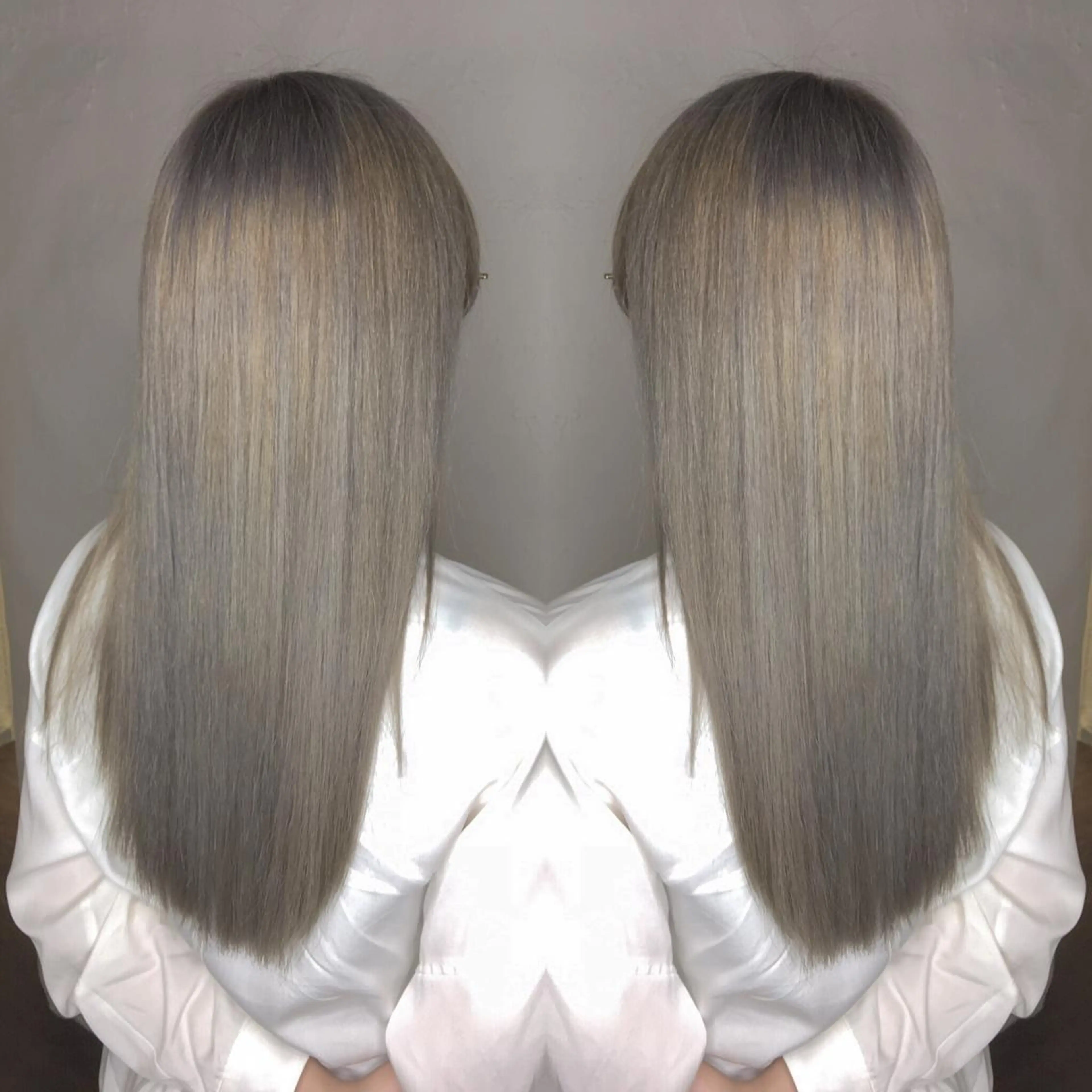 ロング カラー パーマ ヘアアレンジ アッシュ シルバー シルバーアッシュ エグチ アキラのヘアスタイル