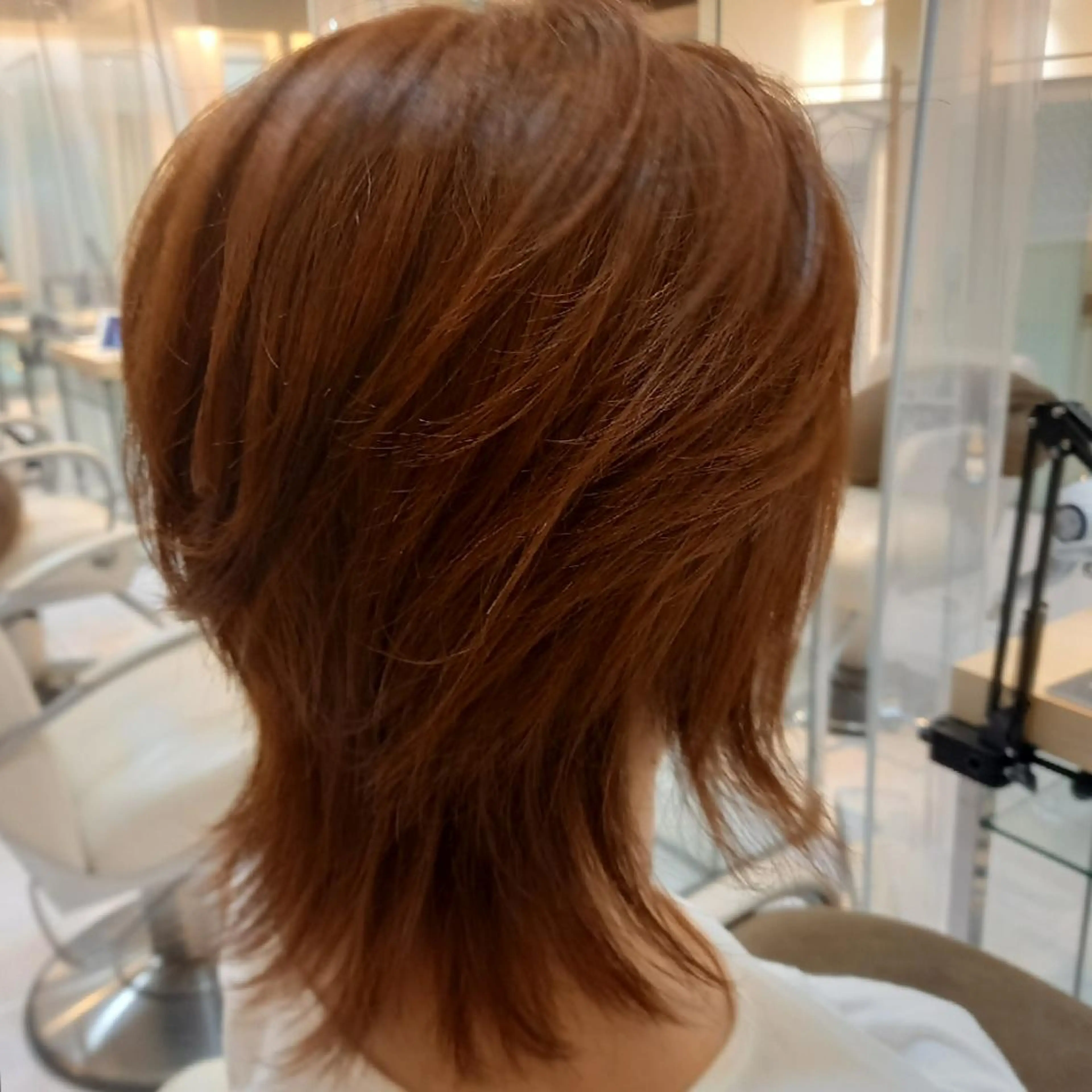 ミディアム レイヤーカット ウルフカット ウルフレイヤー カット ヘアカラー 飯田・髪質改善縮毛矯 正・カラー・パーマのヘアスタイル