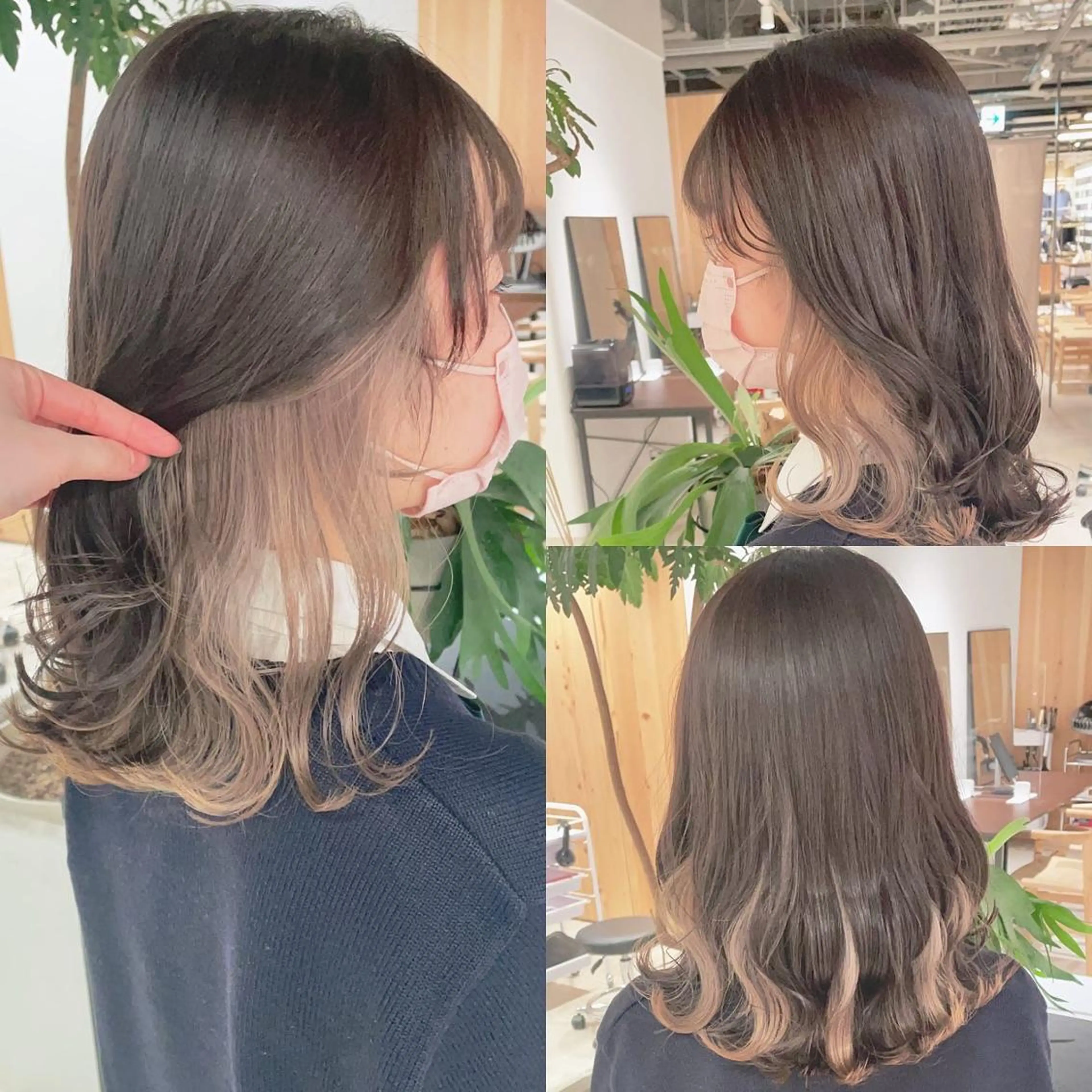ミディアム カラー ブリーチ ヘアカラー トリートメント 渋谷:インナーカラー ／🍒エリカ🍒のヘアスタイル