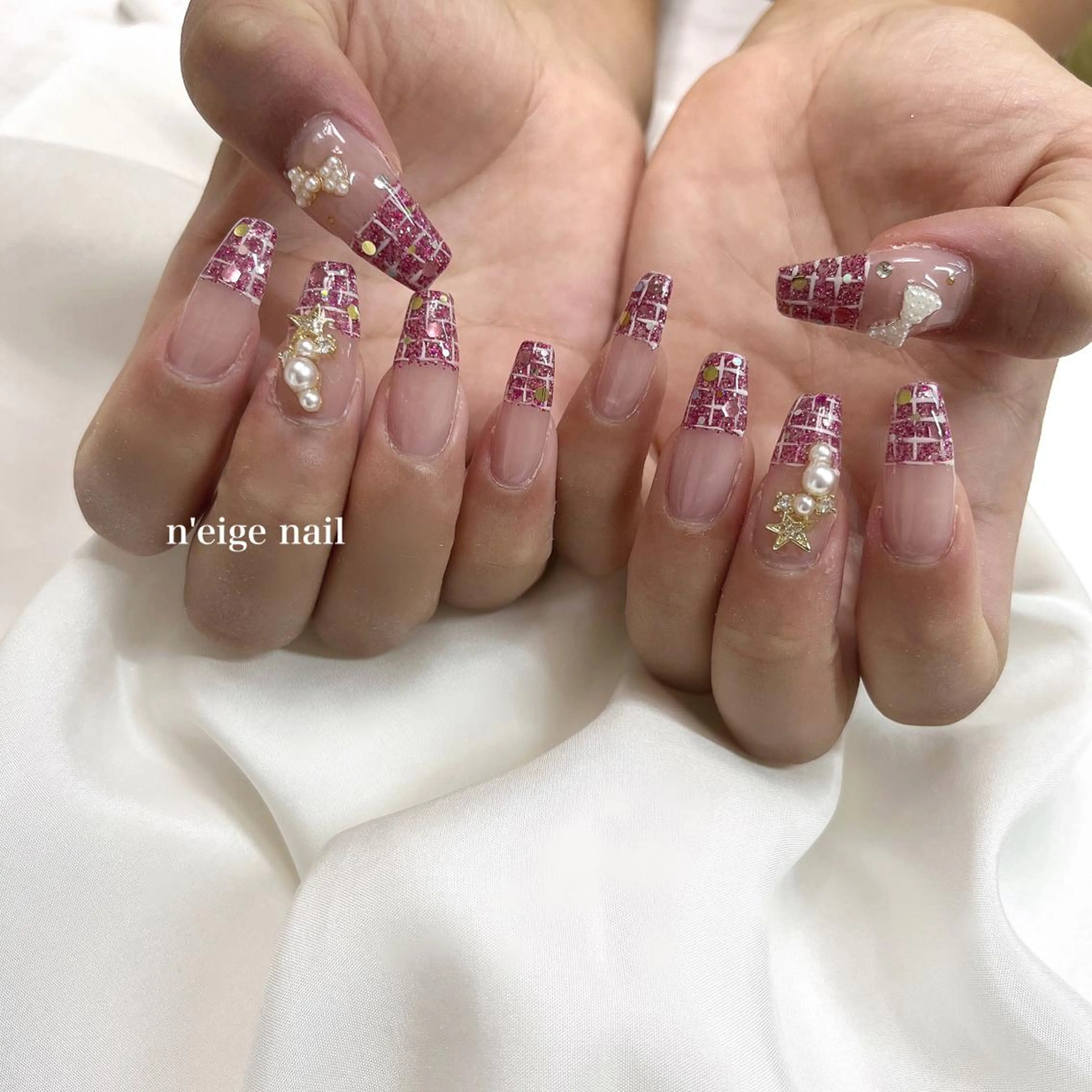 ネイル フットネイル フレンチネイル ガラスフレンチ グラデーション 韓国ネイル n'eige nail所属・大谷 綾香のネイルデザイン