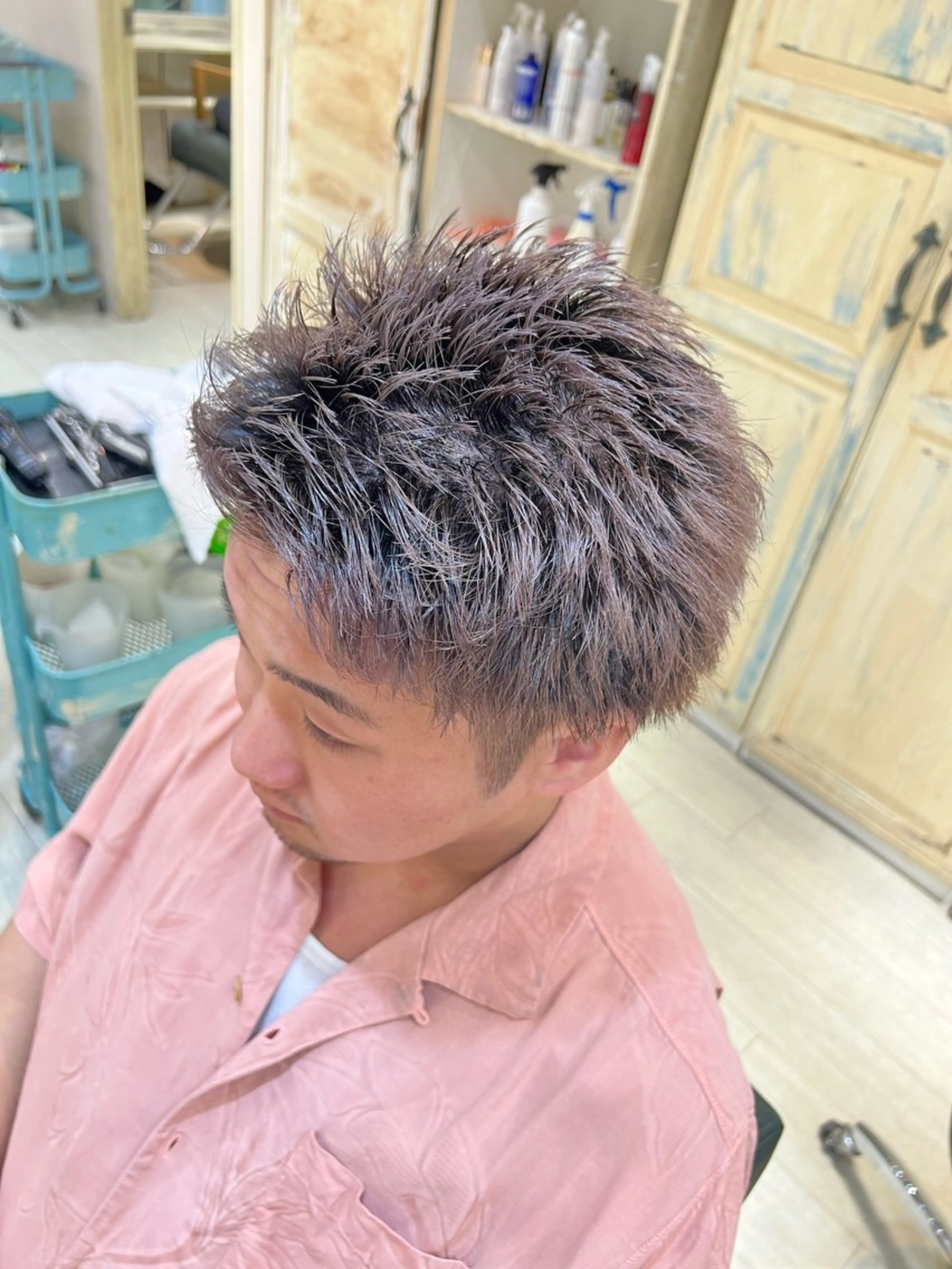 カラー メンズ ベージュカラー ピンクカラー ホワイトベージュ たけかわ みずきのヘアスタイル