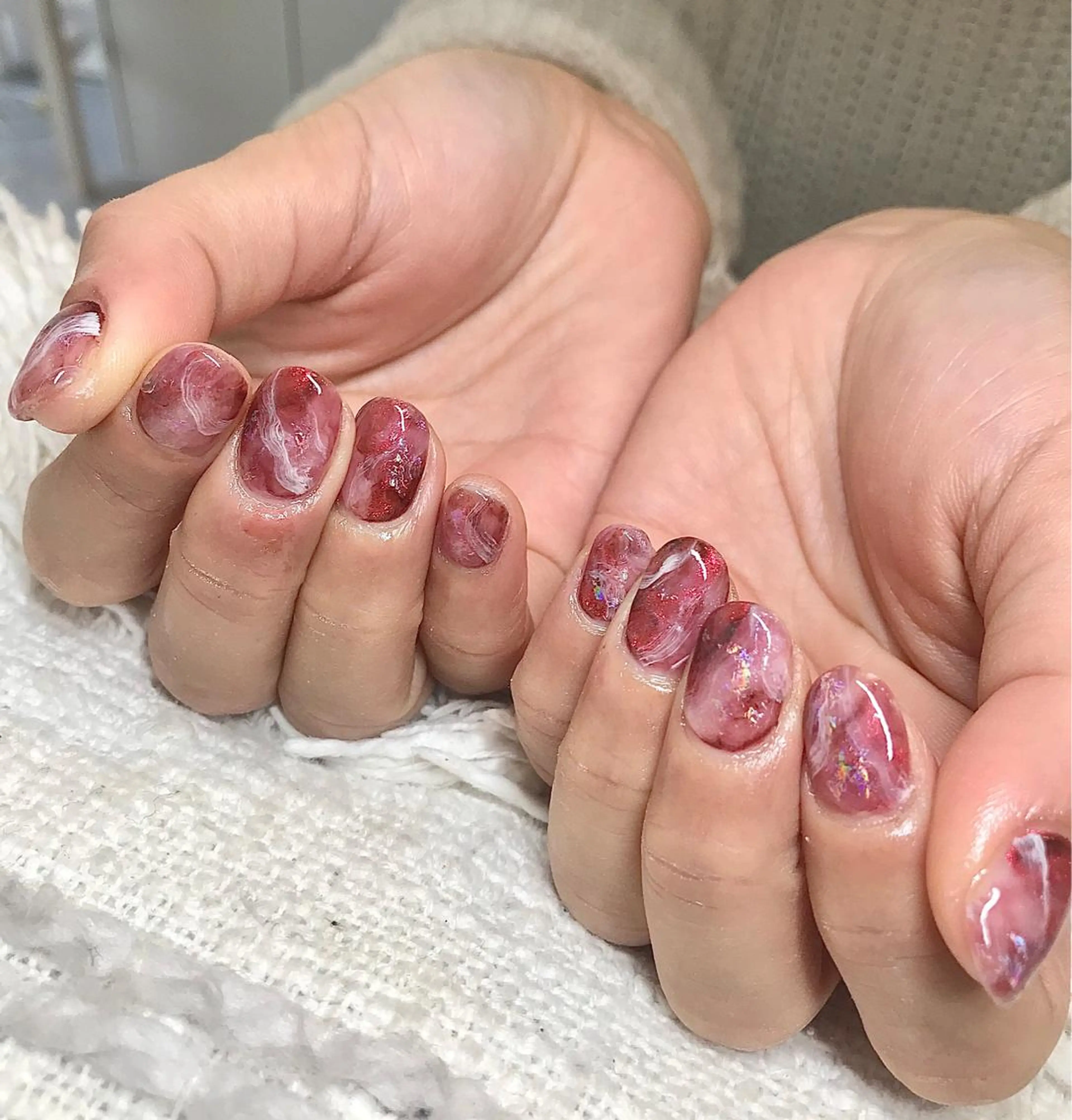 ショート カラー パーマ ヘアアレンジ ネイル マツエク・マツパ ブラウンカラー カラーマツエク ブラウン ハンドネイル ハンドケア nail&eye Aoのマツエク・マツパデザイン