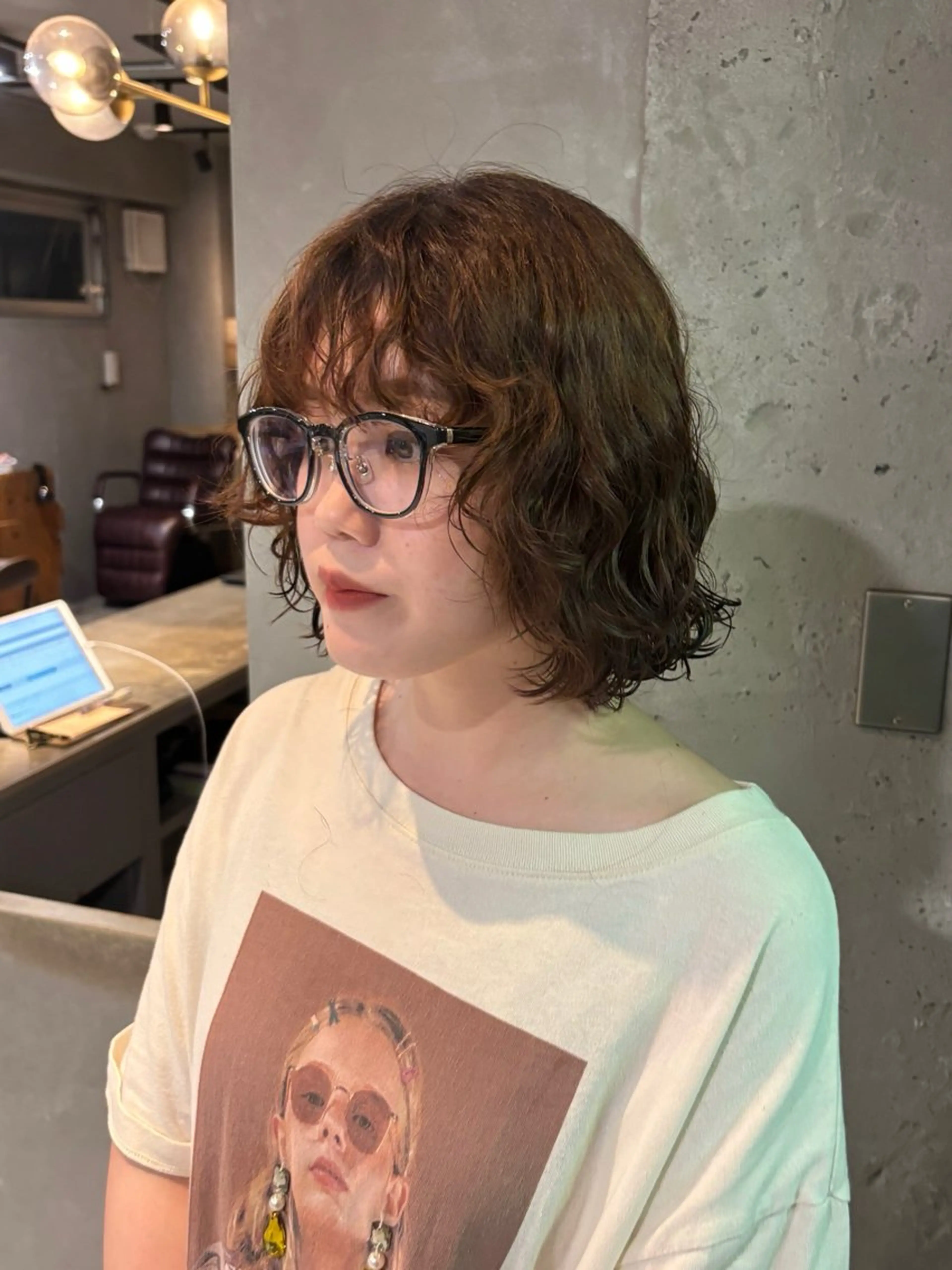 ミディアム パーマ ミディアムパーマ 岩間 ゆいこのヘアスタイル