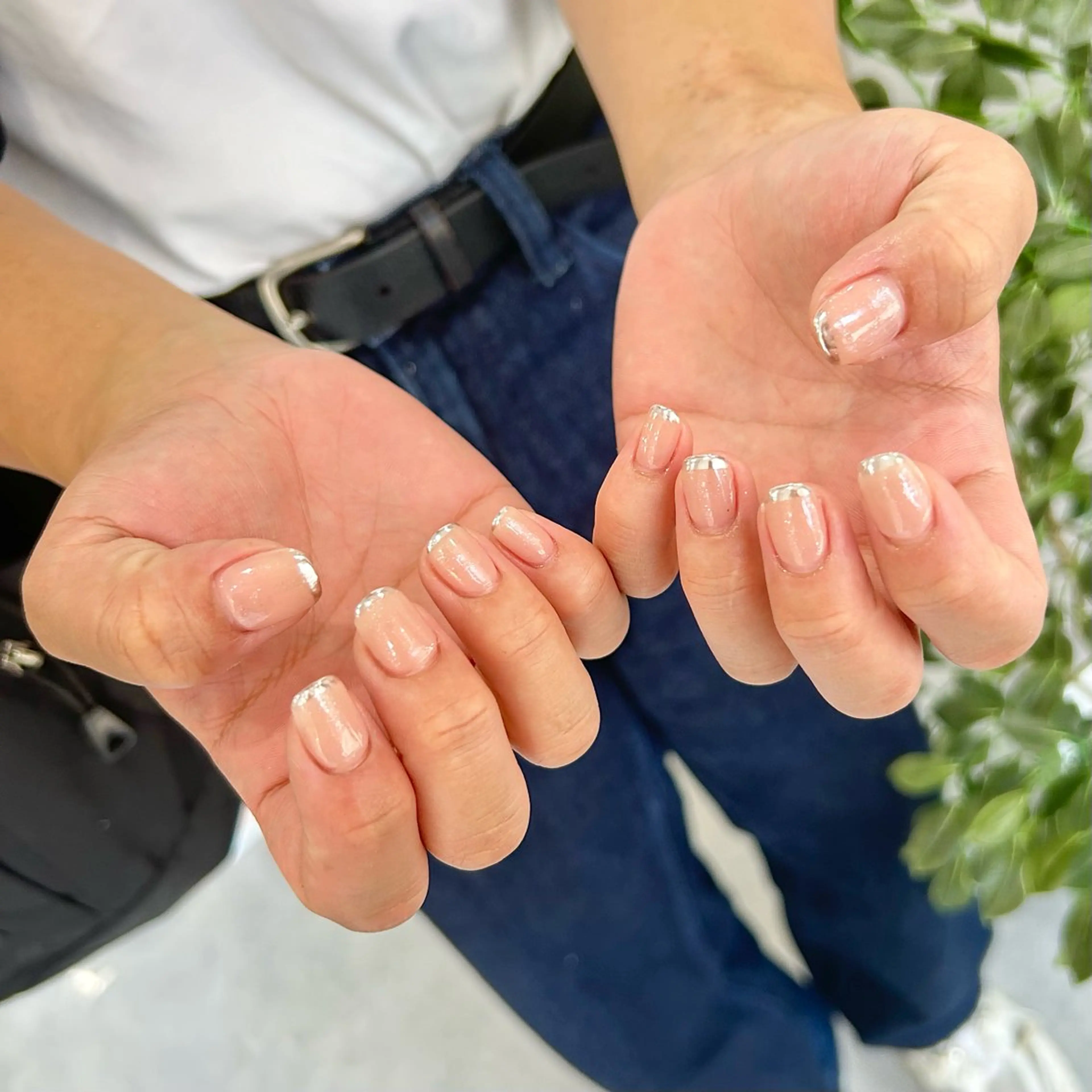 ネイル フレンチネイル ミラーネイル シルバー RYO ／Amourのネイルデザイン