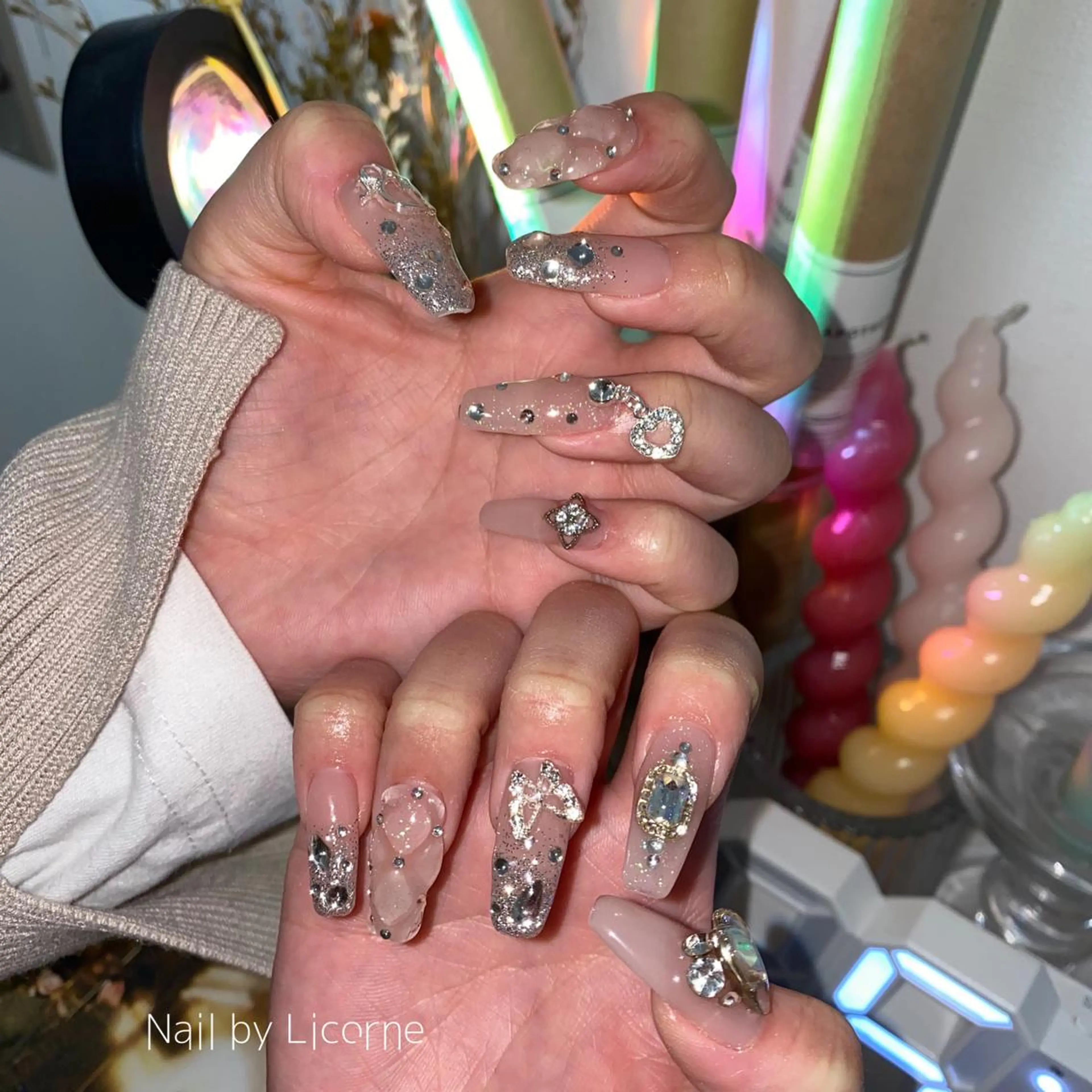 ネイル アートネイル オーロラネイル フレンチネイル 氷ネイル・うるうるネイル マグネットネイル ハンドネイル Nail by Licorneのネイルデザイン