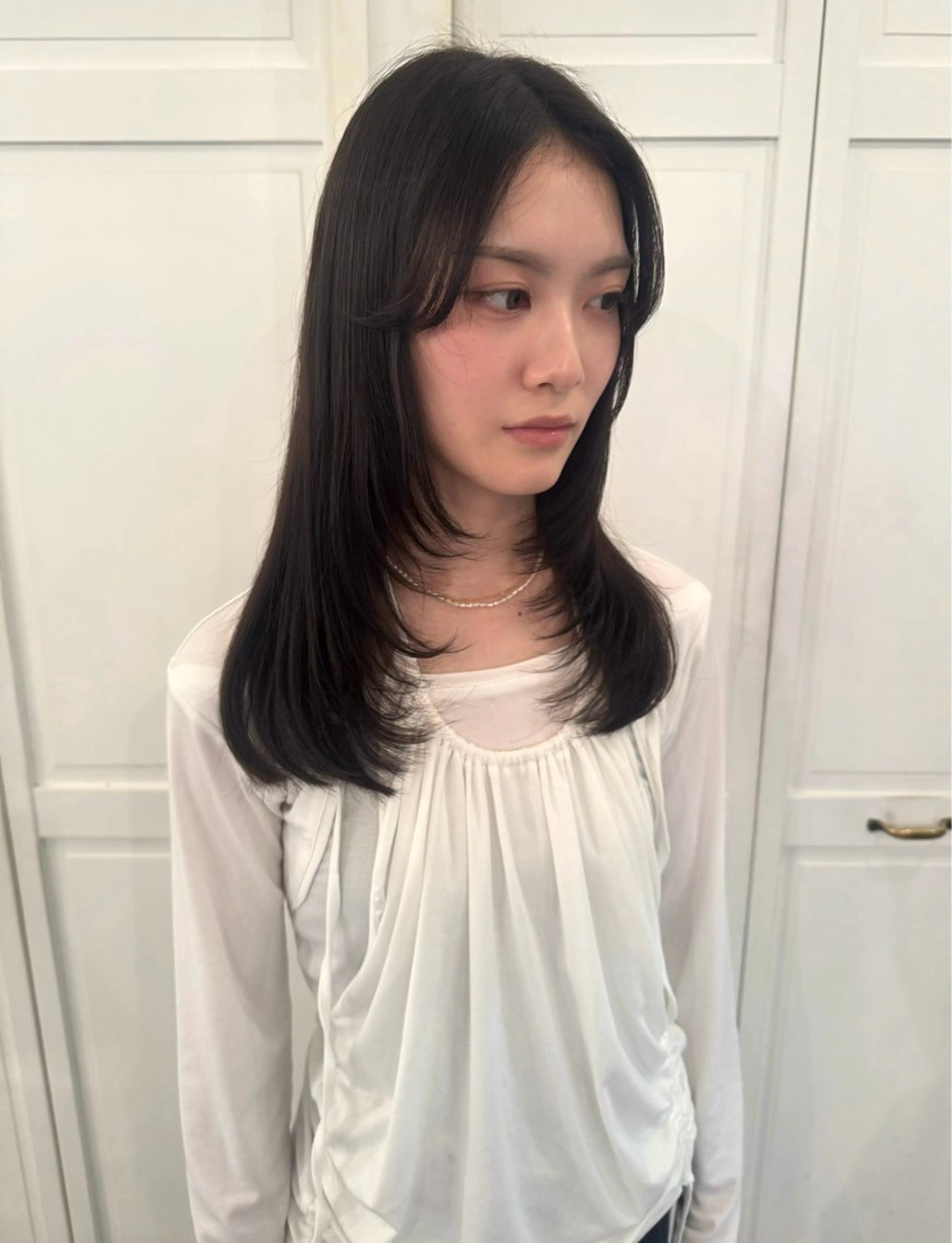 セミロング カラー カット ヘアカラー ブリーチカラー🎀 韓国風/寺門美優のヘアスタイル