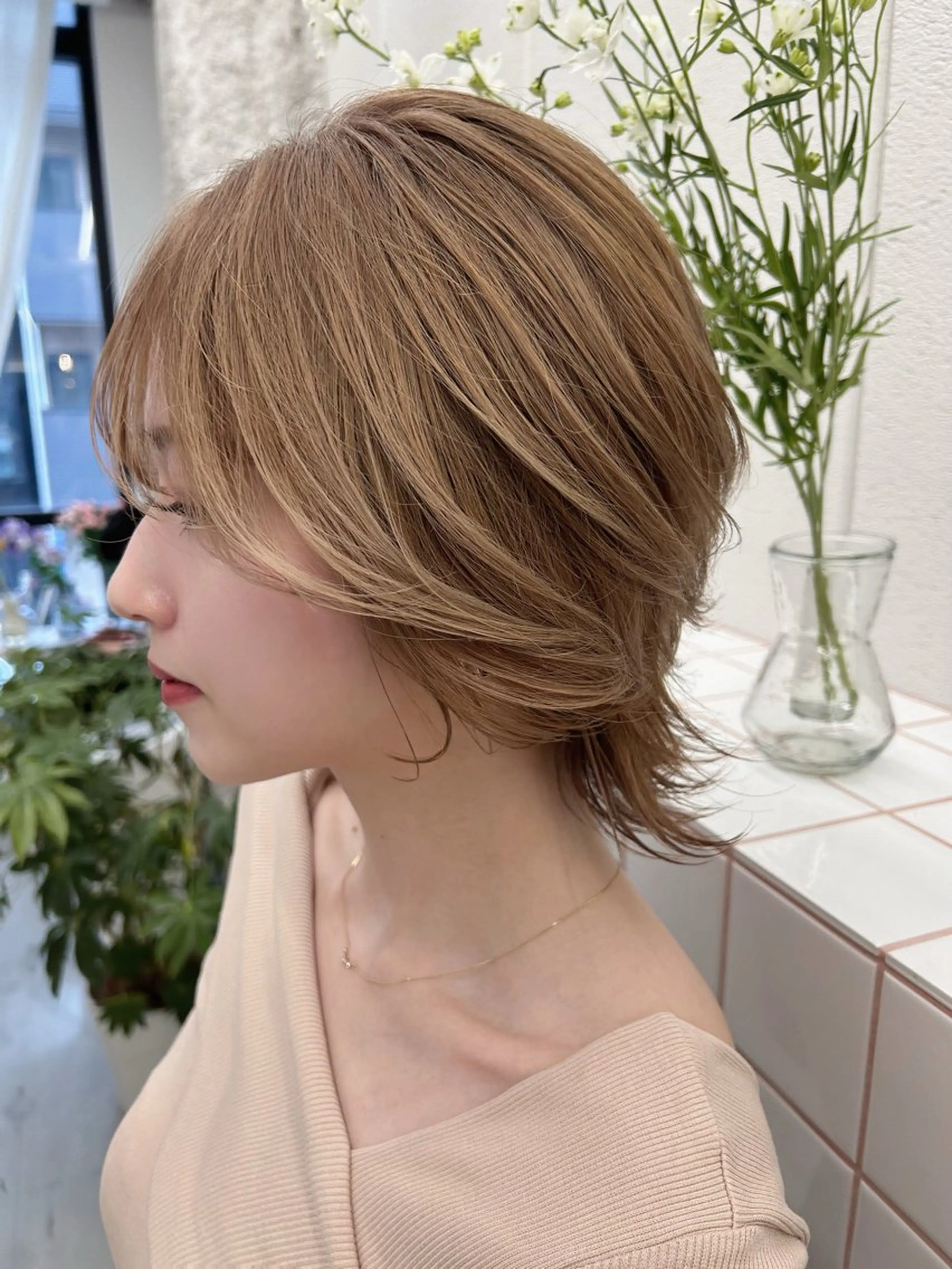 ミディアム ヘアカラー トリートメント 名古屋/伏見/花屋 併設/不破新のヘアスタイル