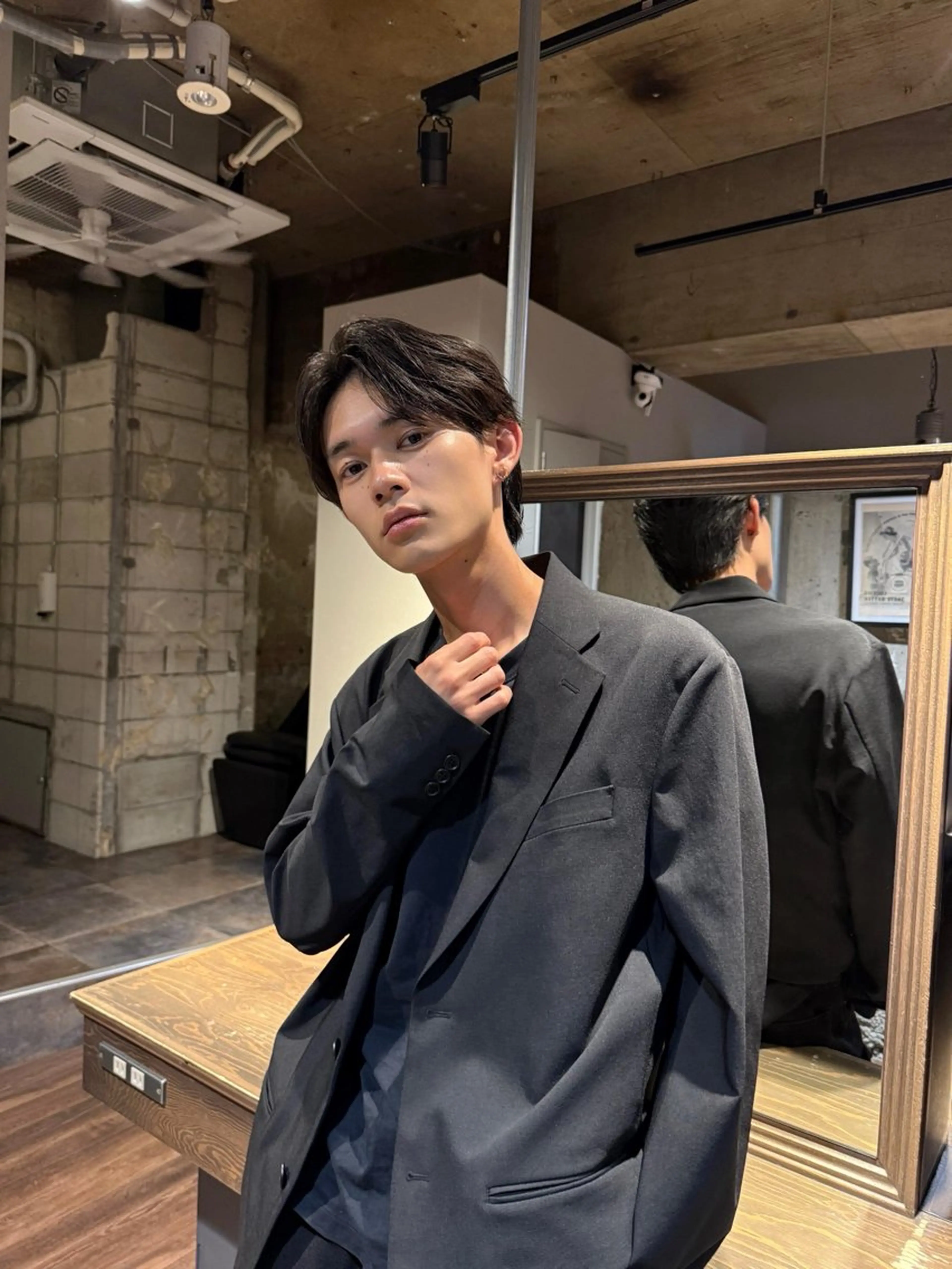 ショート パーマ メンズ センターパート ダウンパーマ メンズパーマ ニュアンスパーマ カット パーマ 縮毛矯正 メンズ/佐藤 恒輝のヘアスタイル