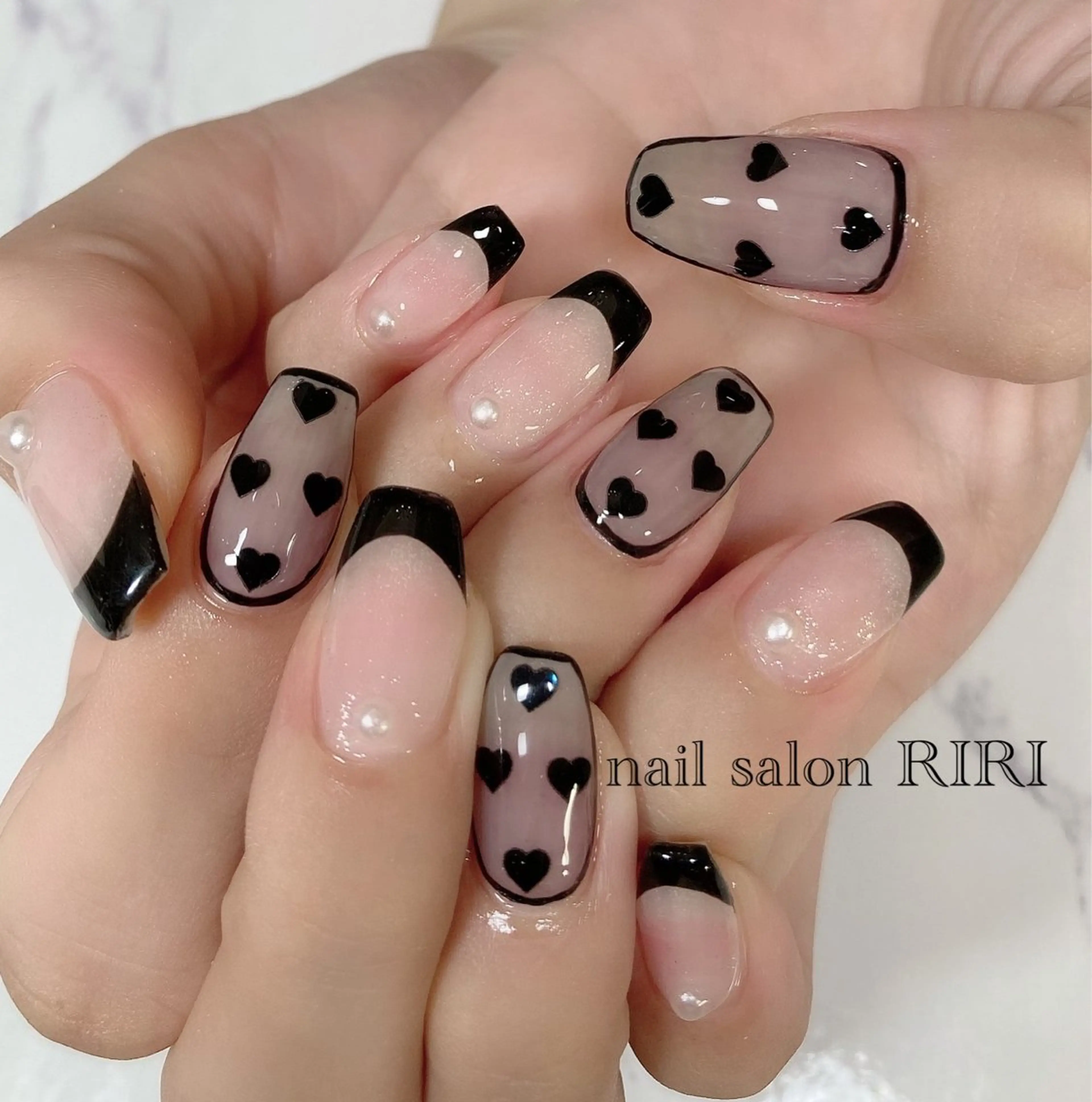 ネイル フレンチネイル ハート private  nail  salon RIRI所属・RIRI リリのネイルデザイン