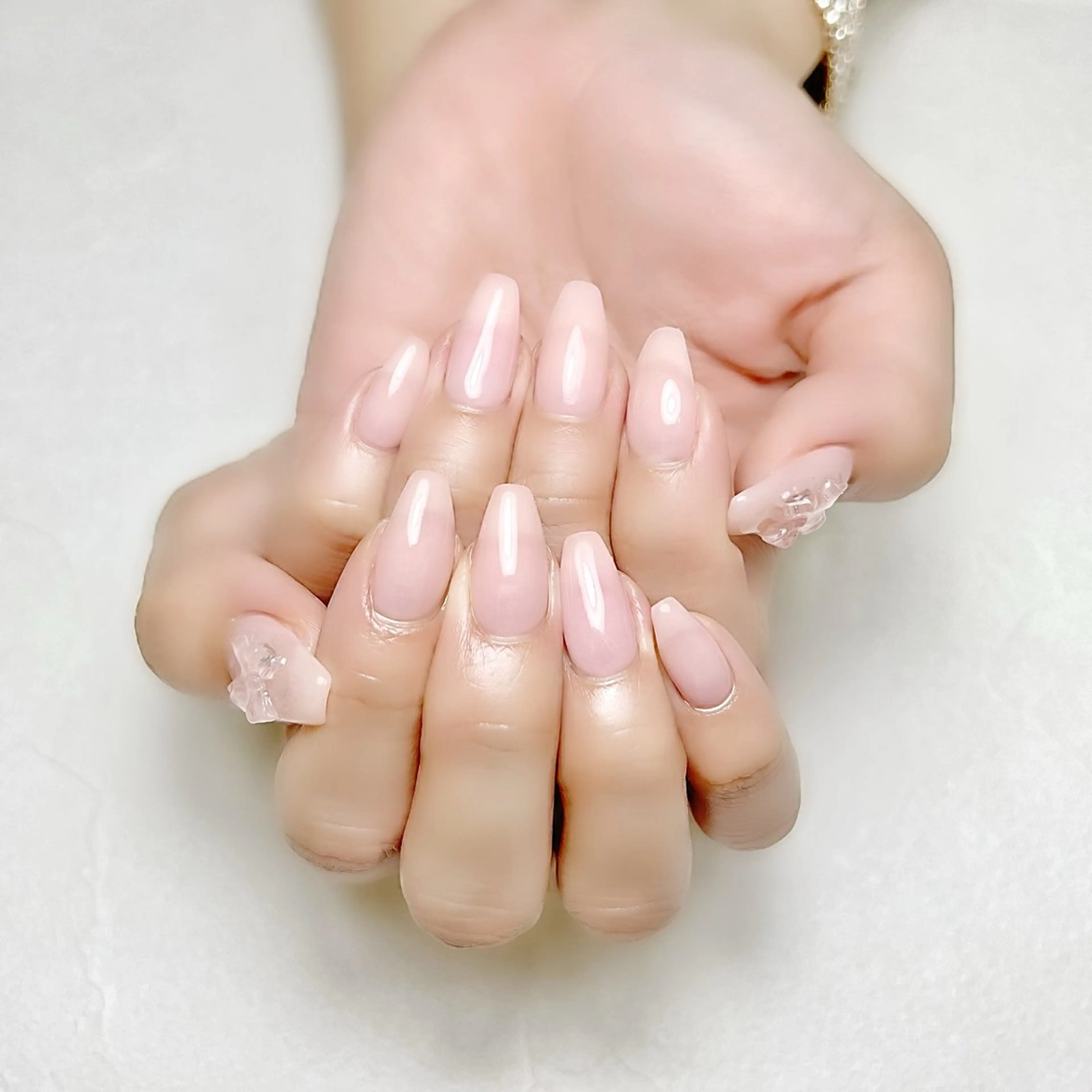 ネイル マグネットネイル オフィスネイル ワンカラーネイル ピンク リボン rouse nail RISATOのネイルデザイン