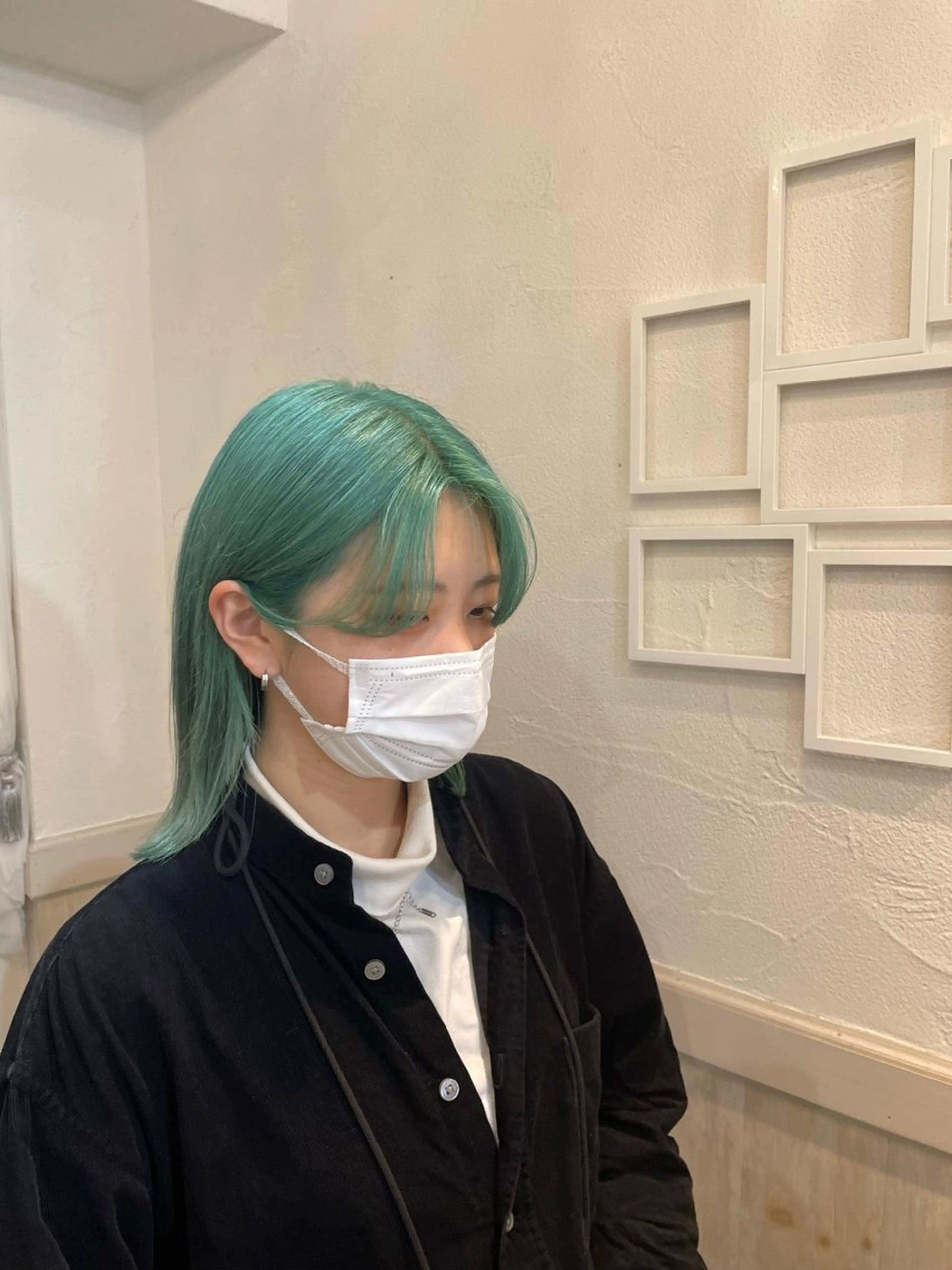 ミディアム カラー ミント ミントグリーン エクリ麻布十番店所属・髪質改善/ 縮毛矯正/相原聡のヘアスタイル