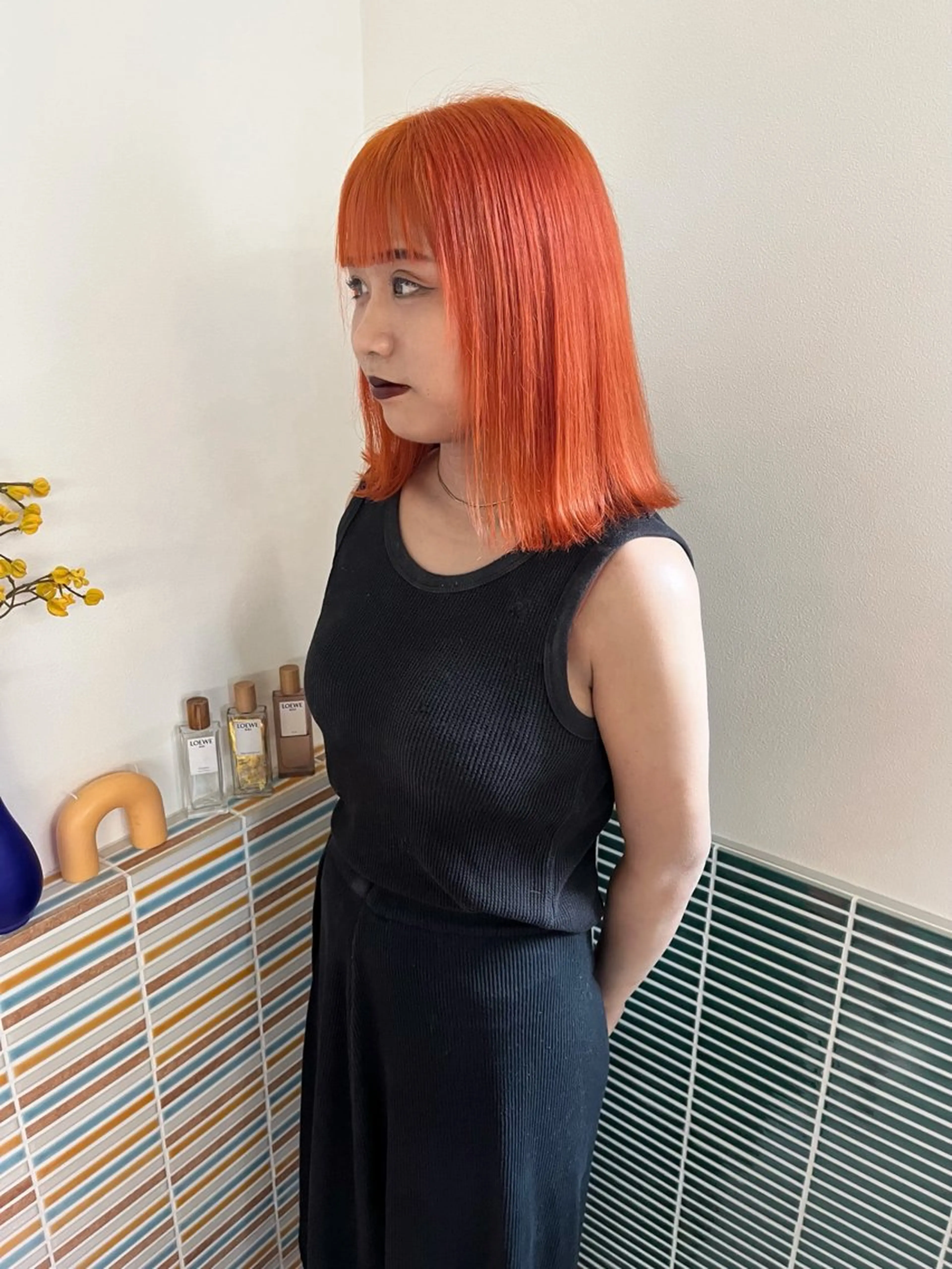 ミディアム カラー ブリーチ オレンジ カット ヘアカラー トリートメント 🩷ハイトーン透明感 レイヤー🩷ユリカのヘアスタイル