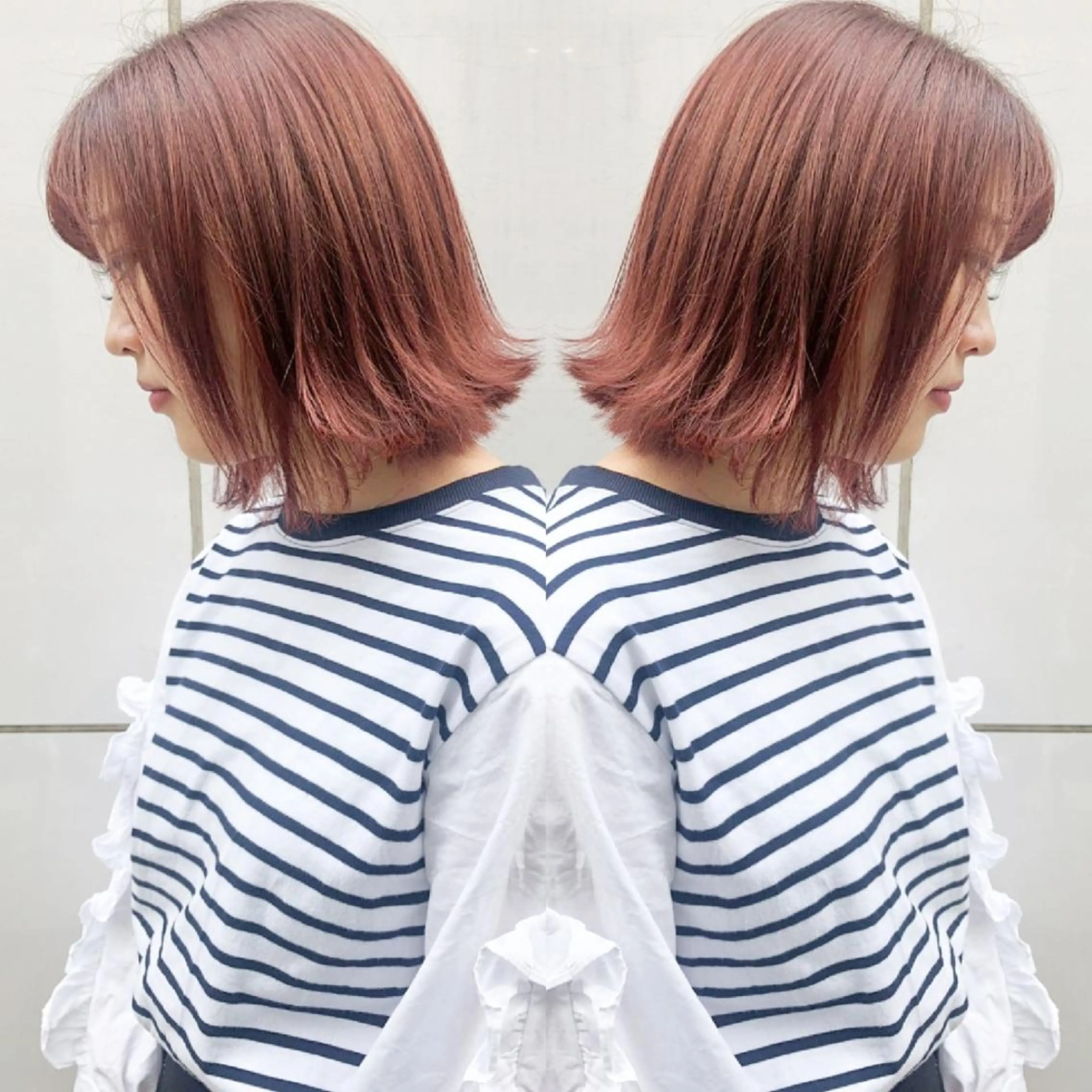 ミディアム カラー ピンクカラー 竹内啓太 ボブのヘアスタイル