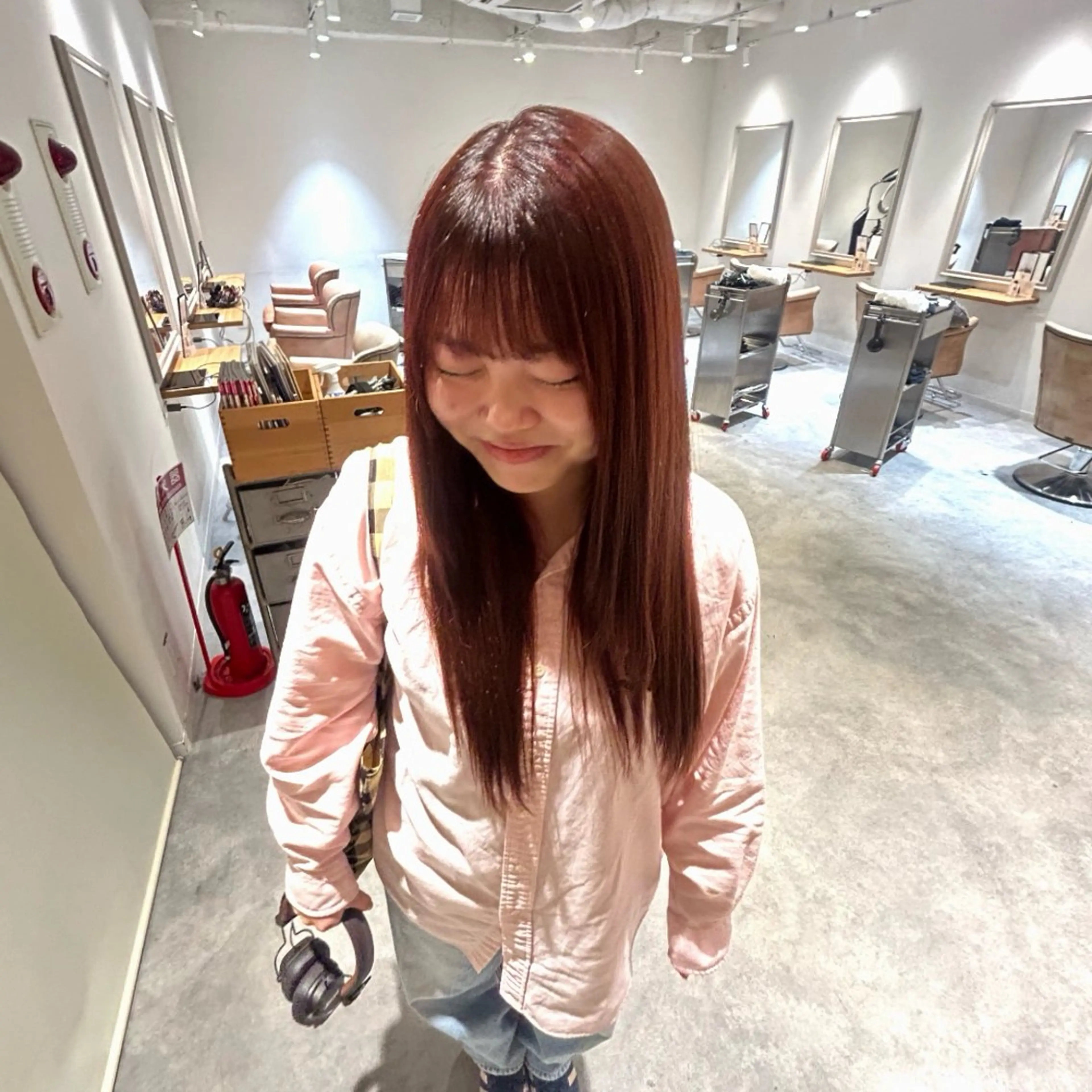 カラー ブラウンカラー オレンジ オレンジブラウン 長野 恵のヘアスタイル