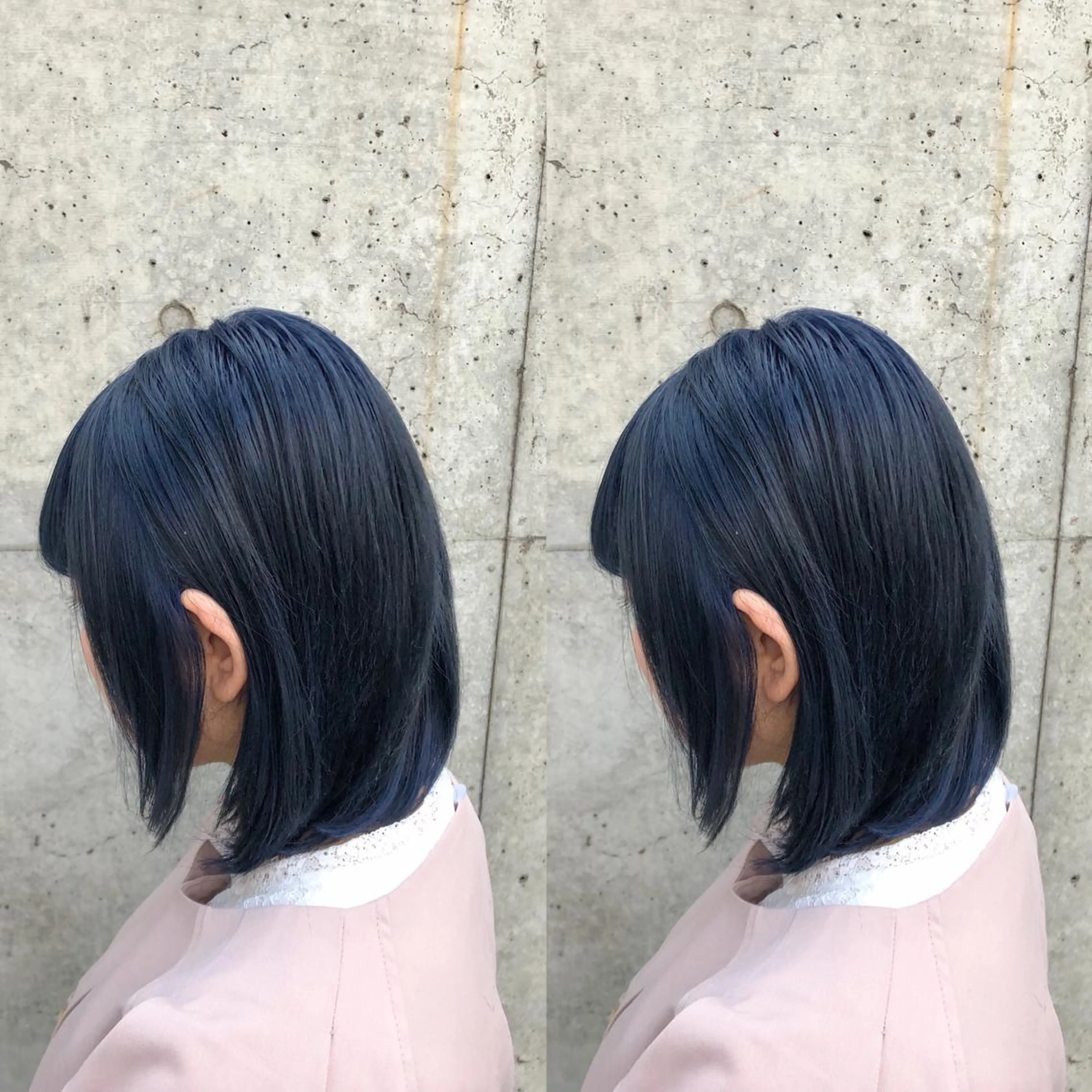 ミディアム カラー ヘアアレンジ メンズ キッズ ネイビーカラー ヘアカラー トリートメント 💟Chloe原宿店 🩶ハイトーンのヘアスタイル