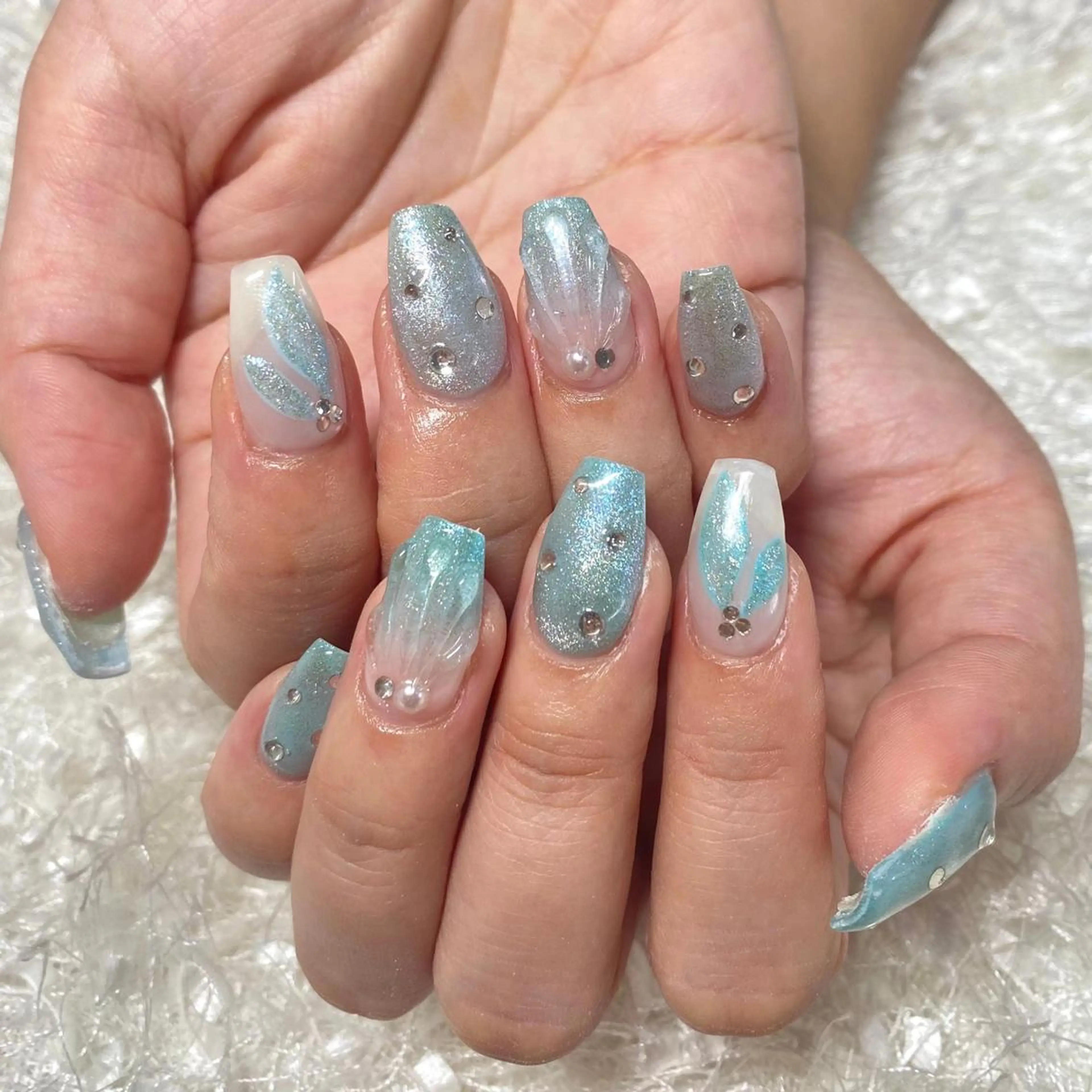 ネイル 長さ出し フレンチネイル ジェルネイル グラデーション 韓国ネイル ハンドネイル Nail&eye Belire 新宿のネイルデザイン