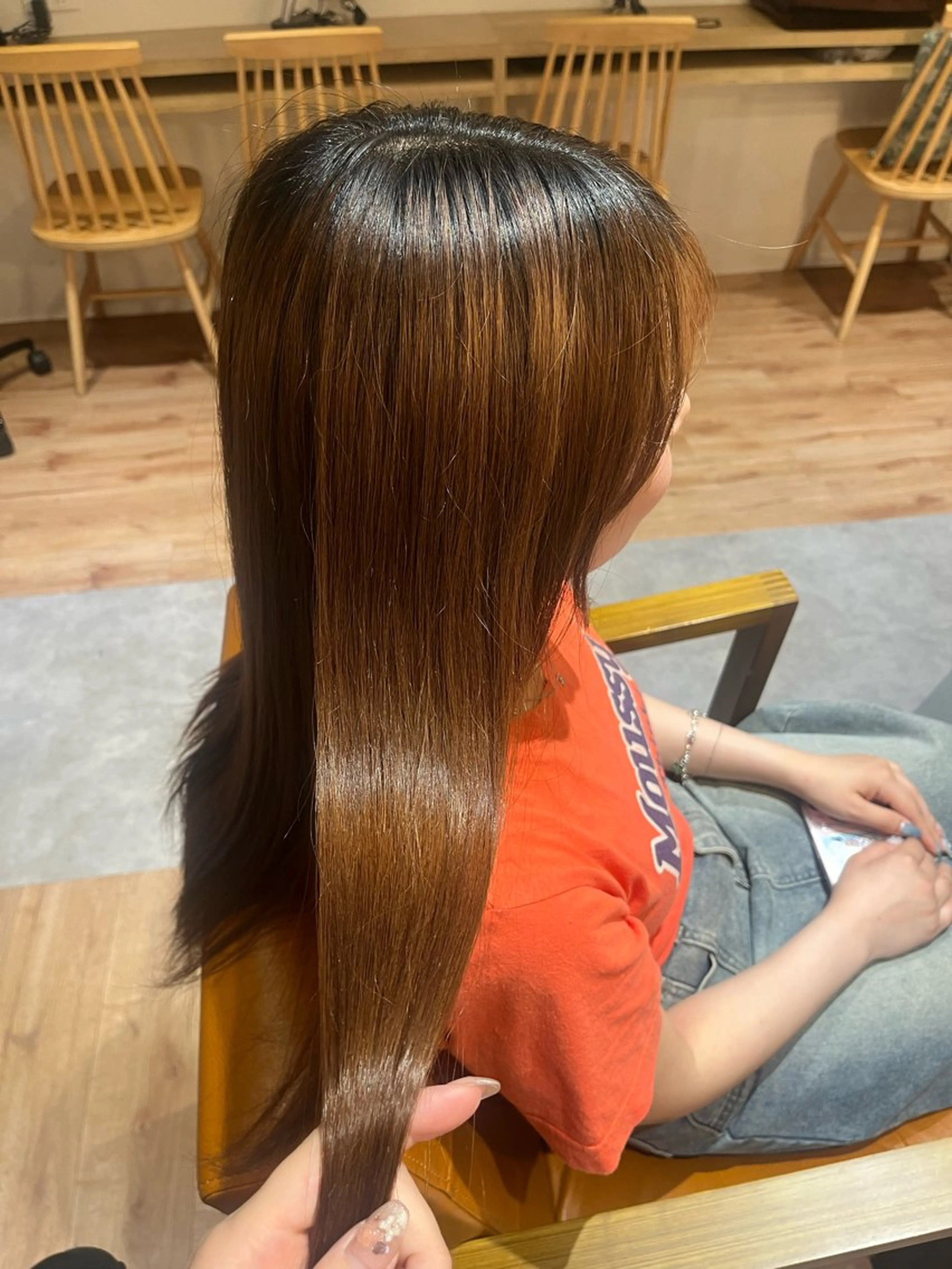 ロング カラー オレンジ カット ヘアカラー little lulu 梅田所属・Saya/ショート/ ボブ/大阪/梅田のヘアスタイル