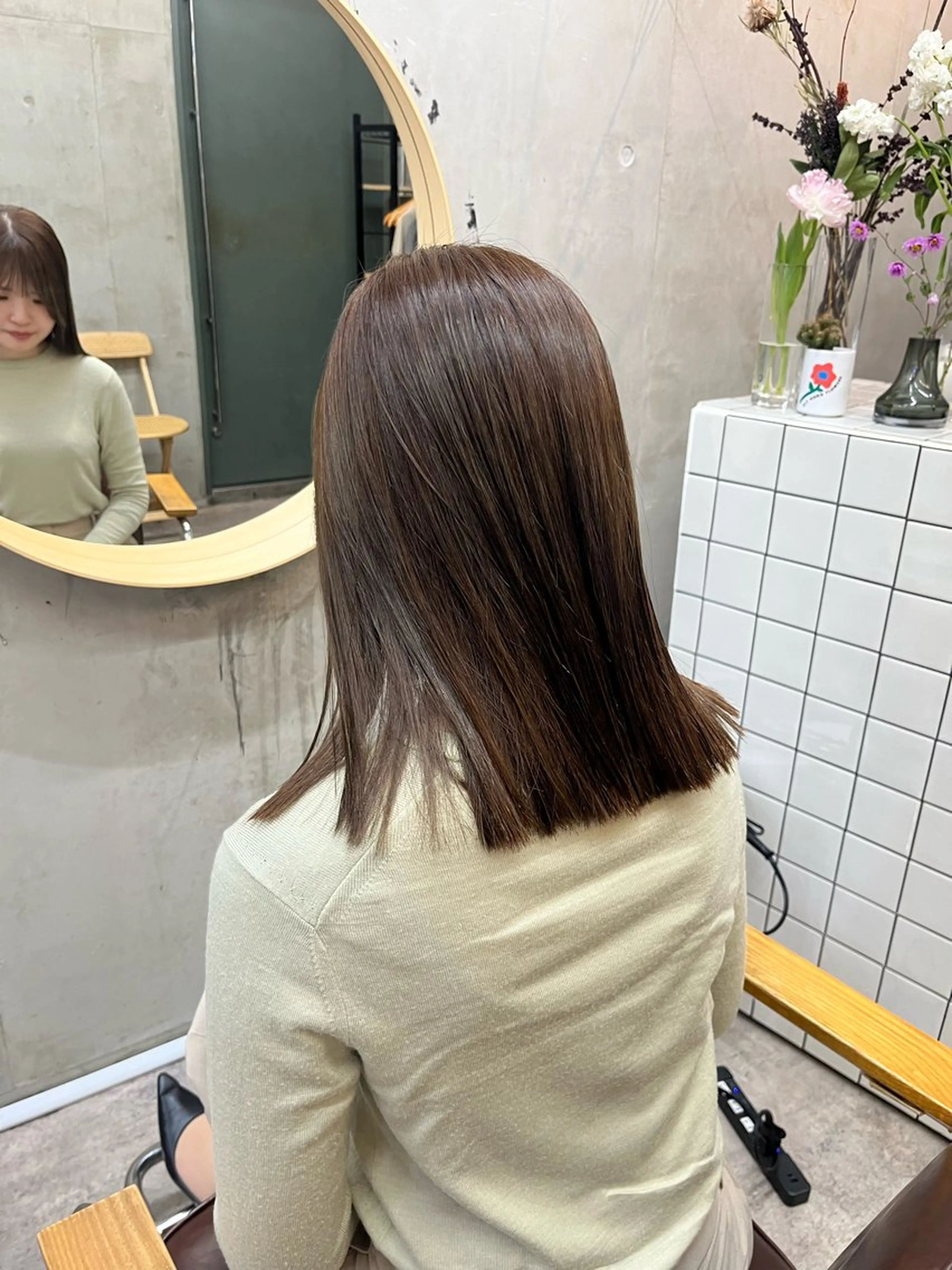 セミロング カラー 顔周りカット 韓国風ヘア 似合わせカット カット SALT WATER所属・🫐 𝐌𝐚𝐨 🫐似合わせcutのヘアスタイル