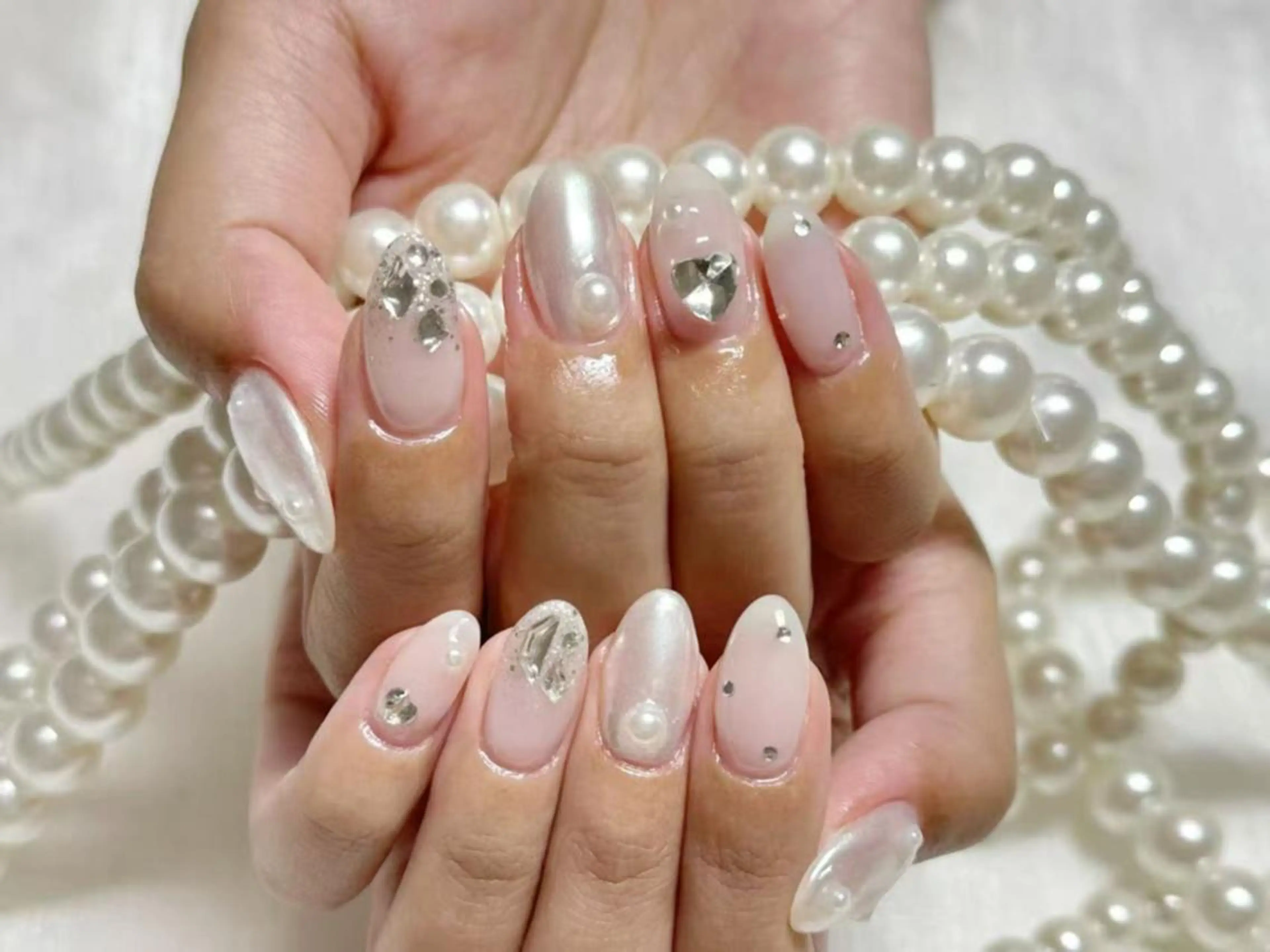 ネイル アートネイル クリアネイル 成人式 長さ出し フラッシュネイル ハンドネイル Ru na🍳のネイルデザイン