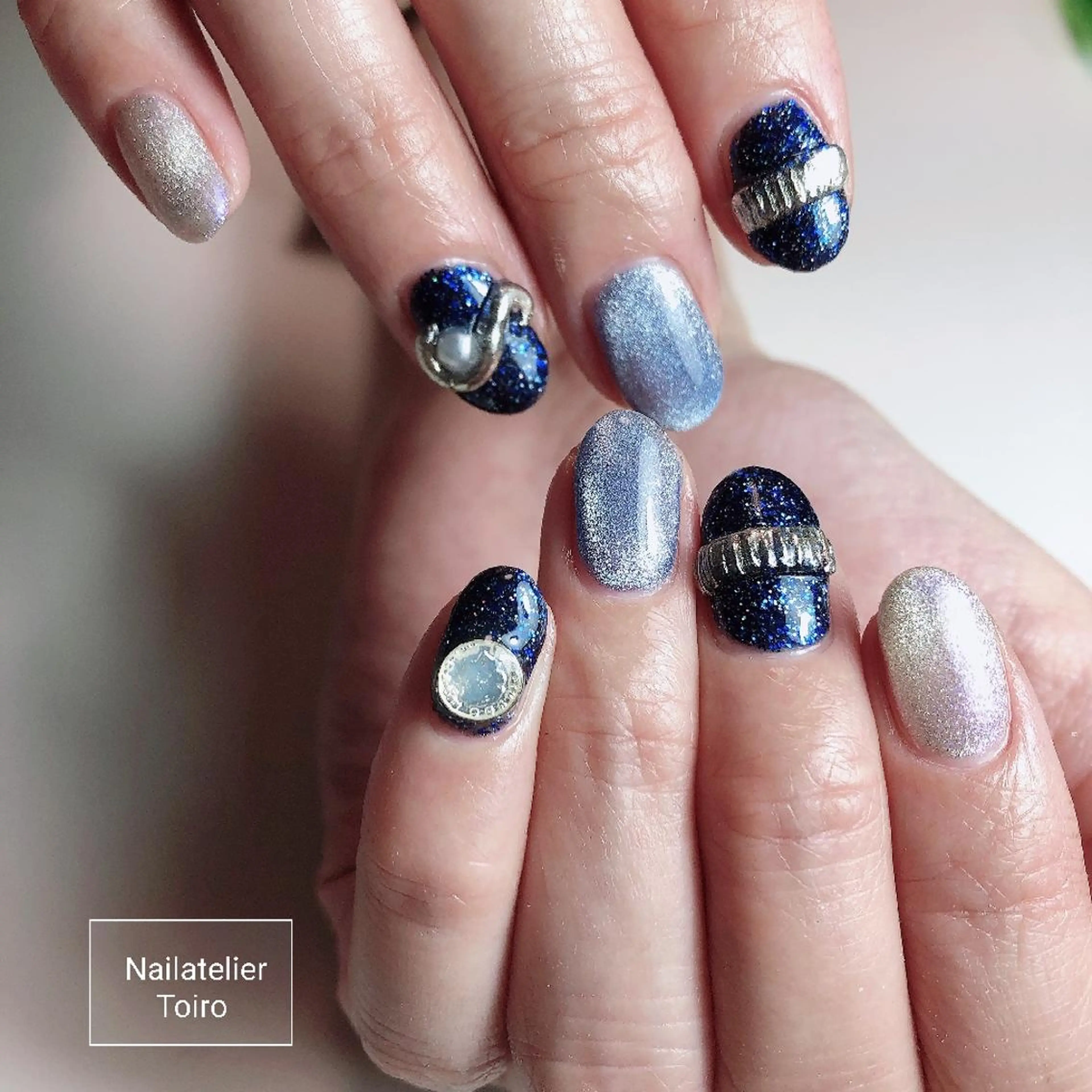ショート ネイル ブルー ☺︎山部 志麻☺︎のネイルデザイン
