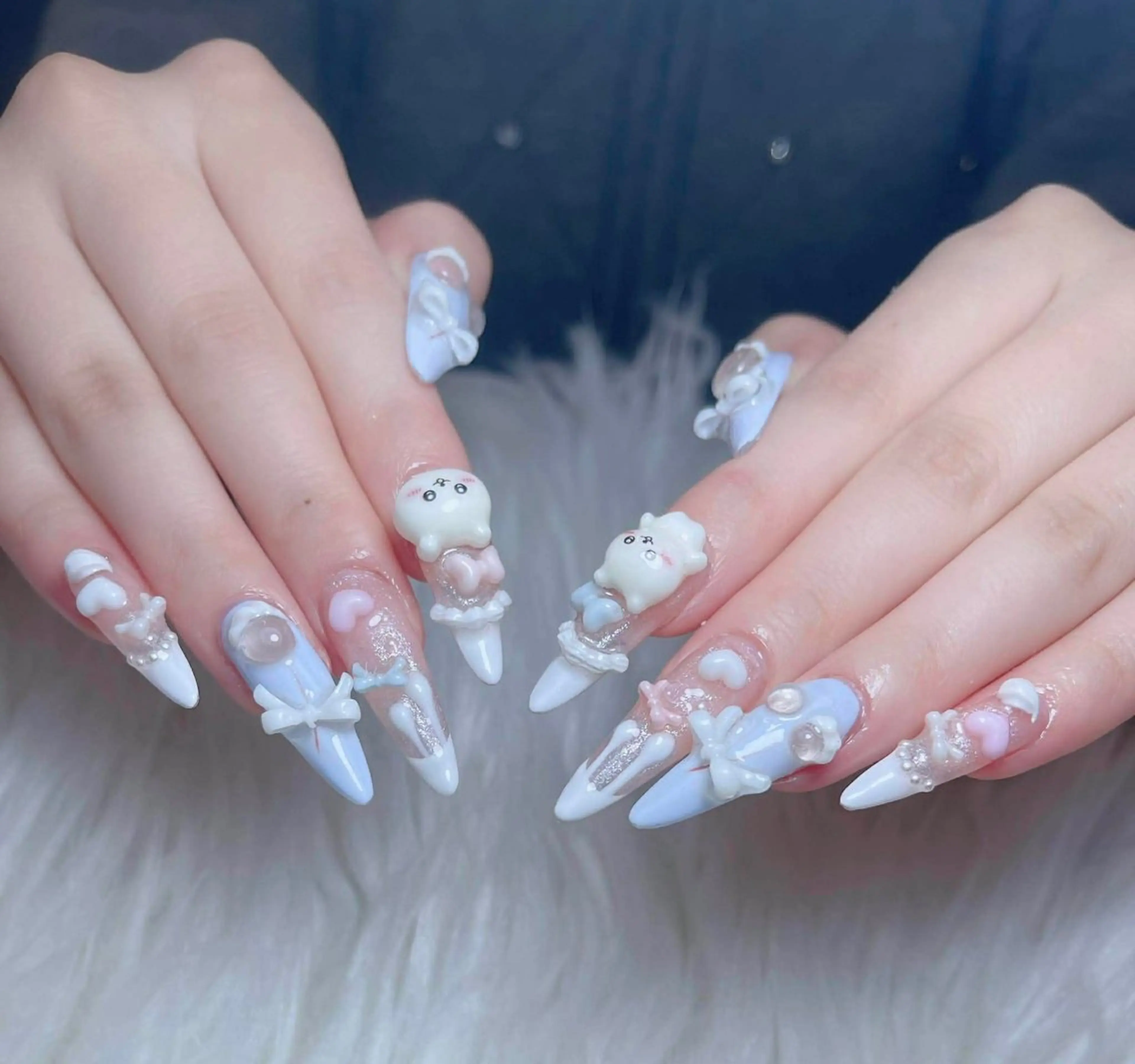 ネイル オーロラネイル チークネイル 長さ出し フレンチネイル 韓国ネイル ハンドネイル Lumi Shinokuboのネイルデザイン